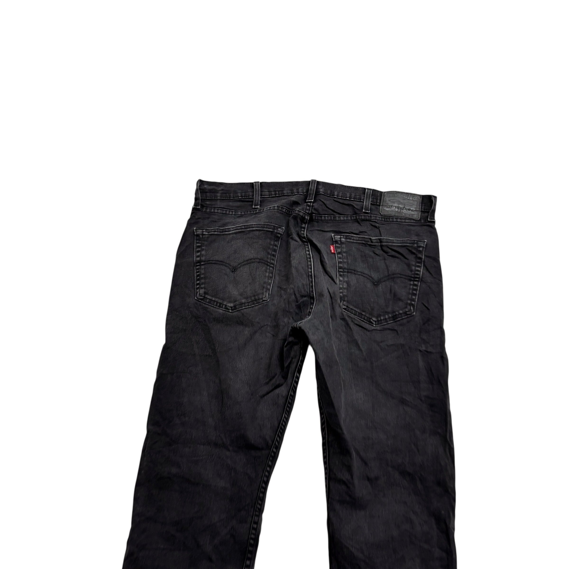 Levis 502 Jeans W38 L32 Mens Black Regular Tapered Fit Stretch Denim