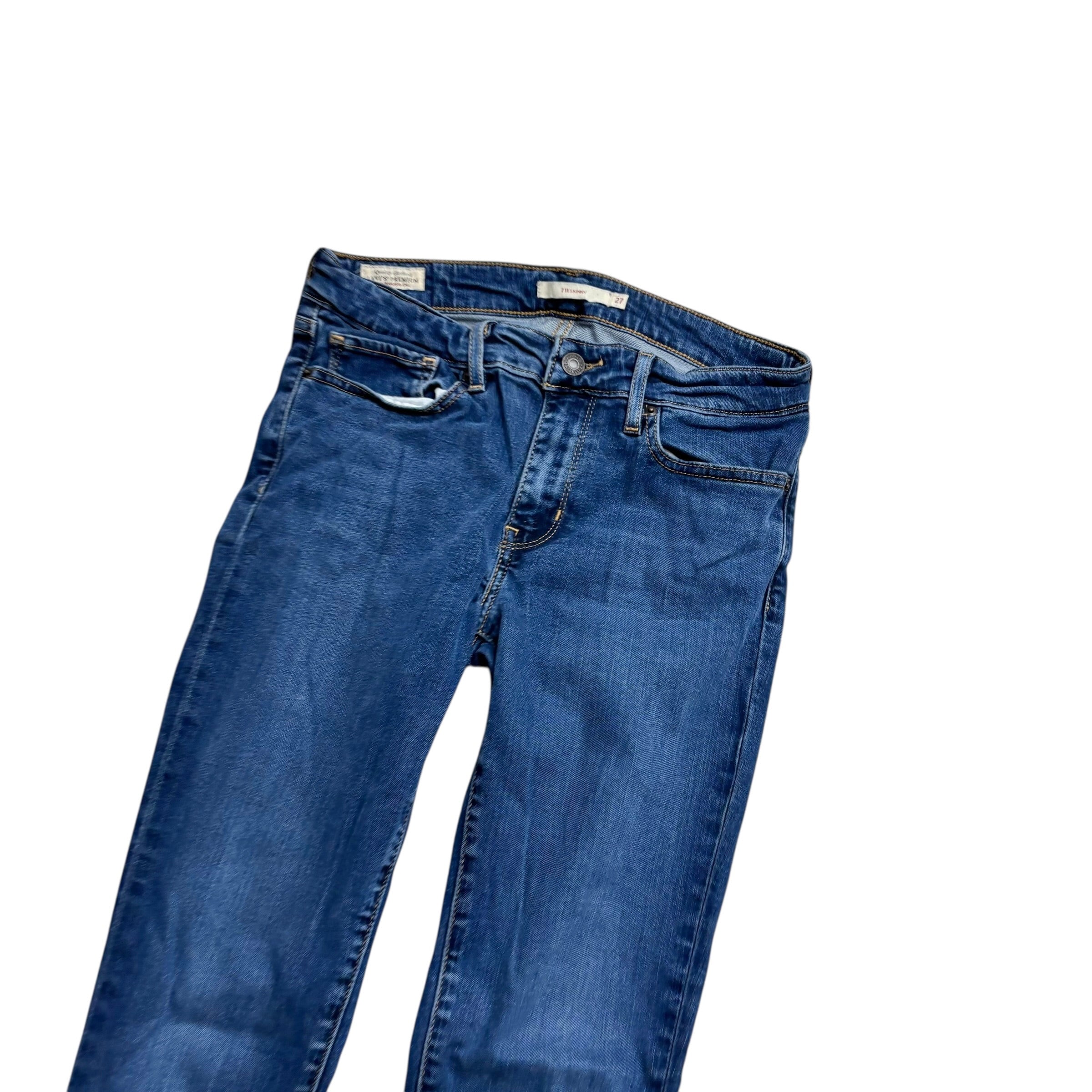 Levis 711 Jeans W27 L28 Womens Mid Blue Skinny Fit Stretch Denim (E)