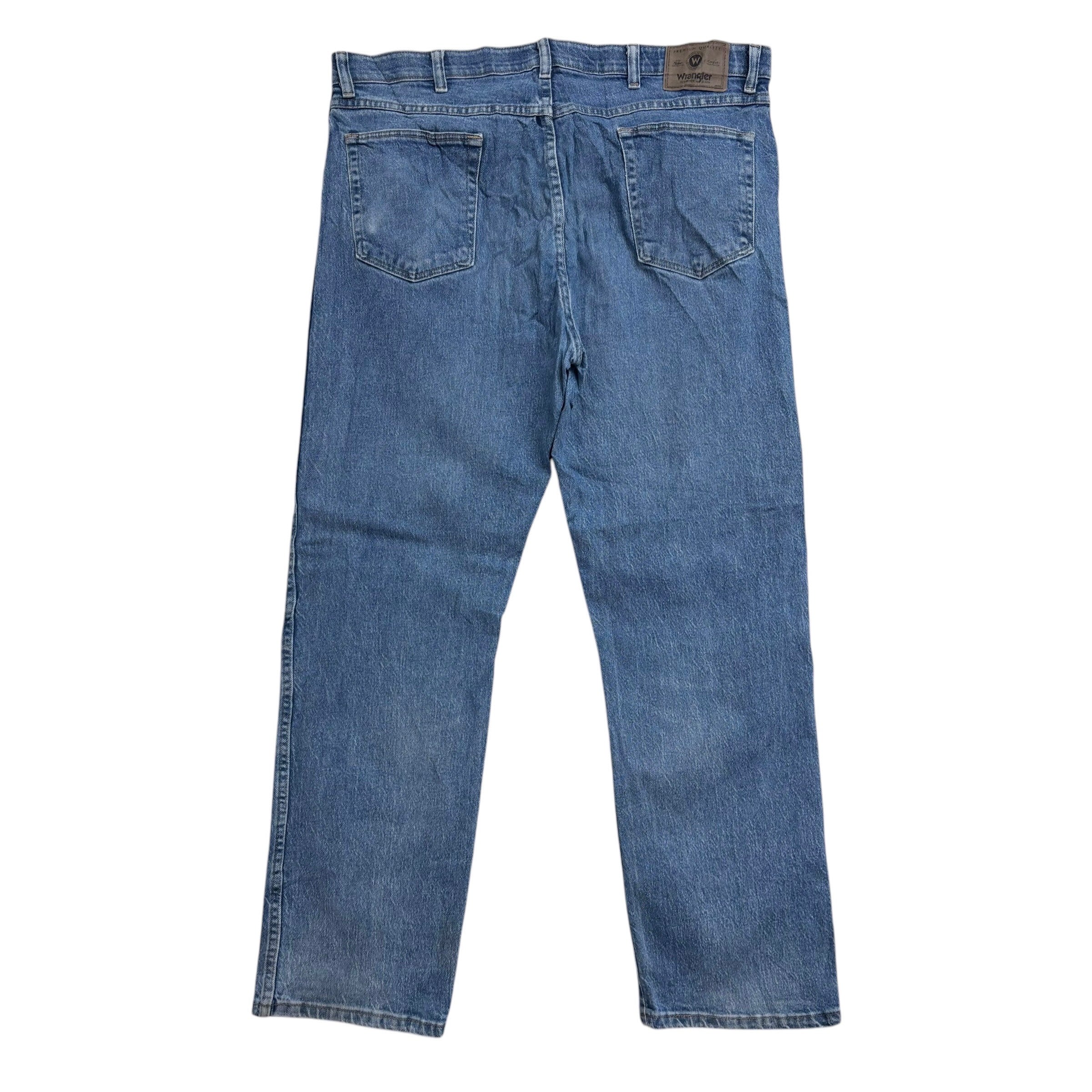 Wrangler Jeans W38 L30 Mens Mid Blue Regular Straight Fit Stretch Denim (E)