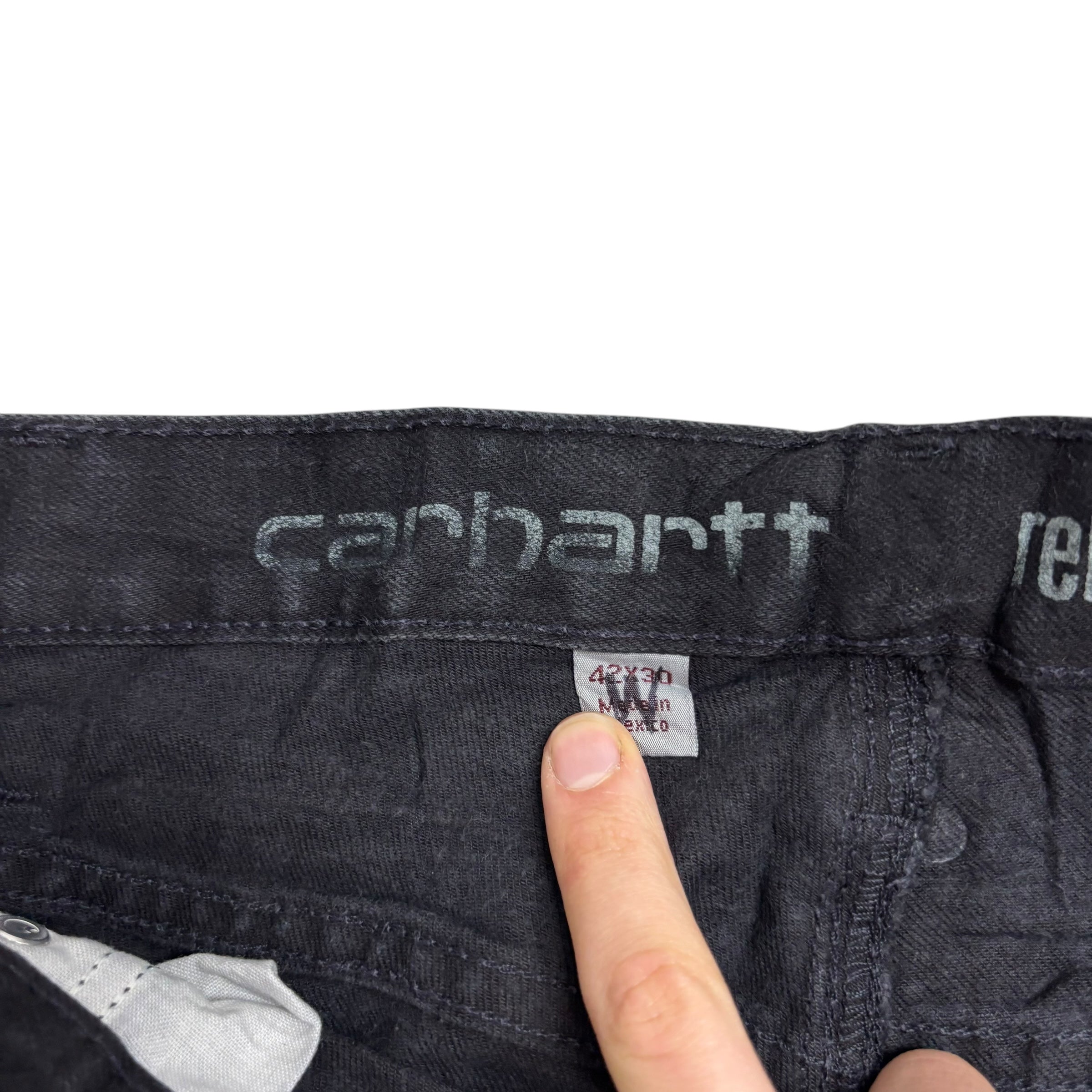 Carhartt Jeans W42 L30 Womens Black Relaxed Straight Fit Stretch Denim