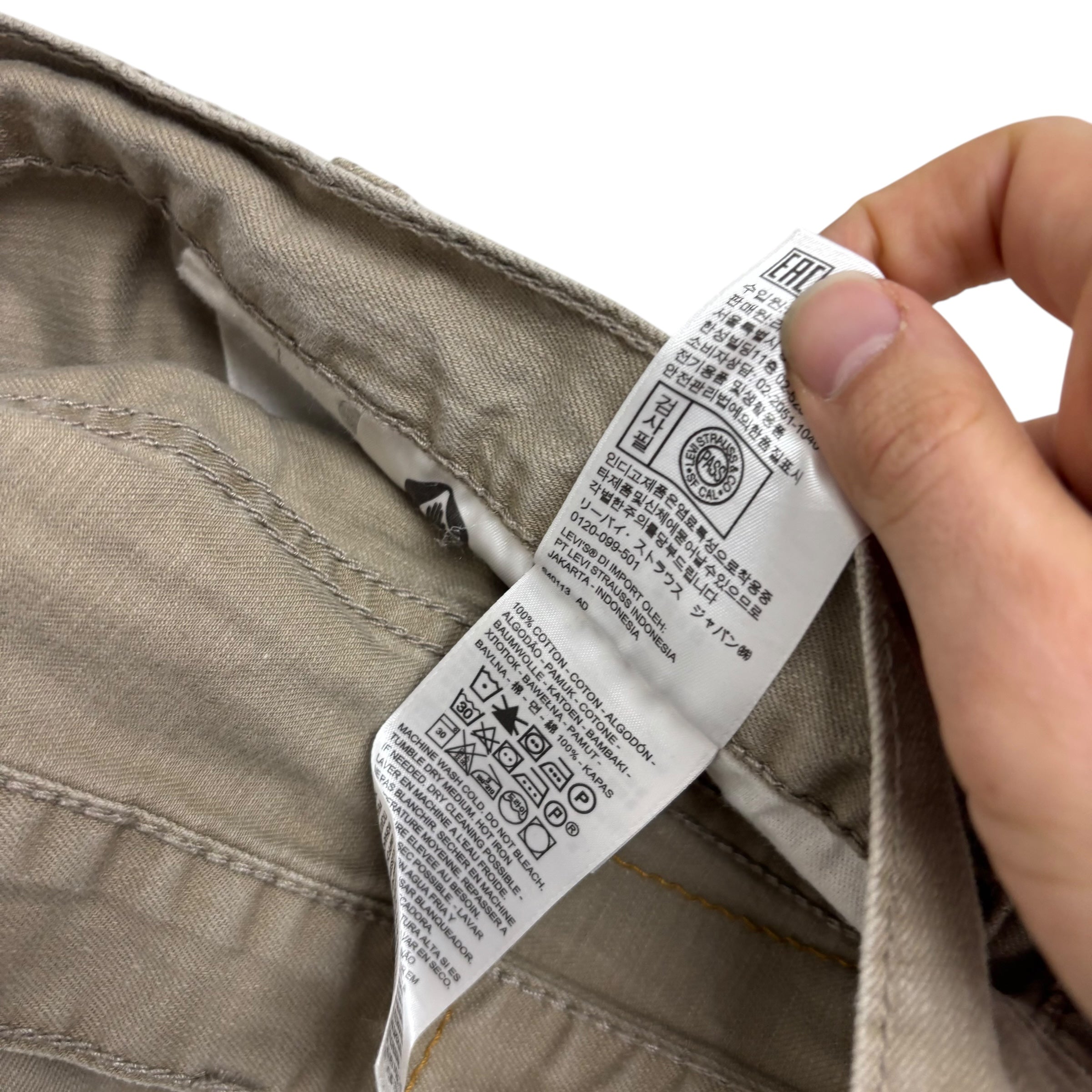 Levis 559 Trousers W42 L32 Mens Beige Baggy Relaxed Straight Fit Pants (E)