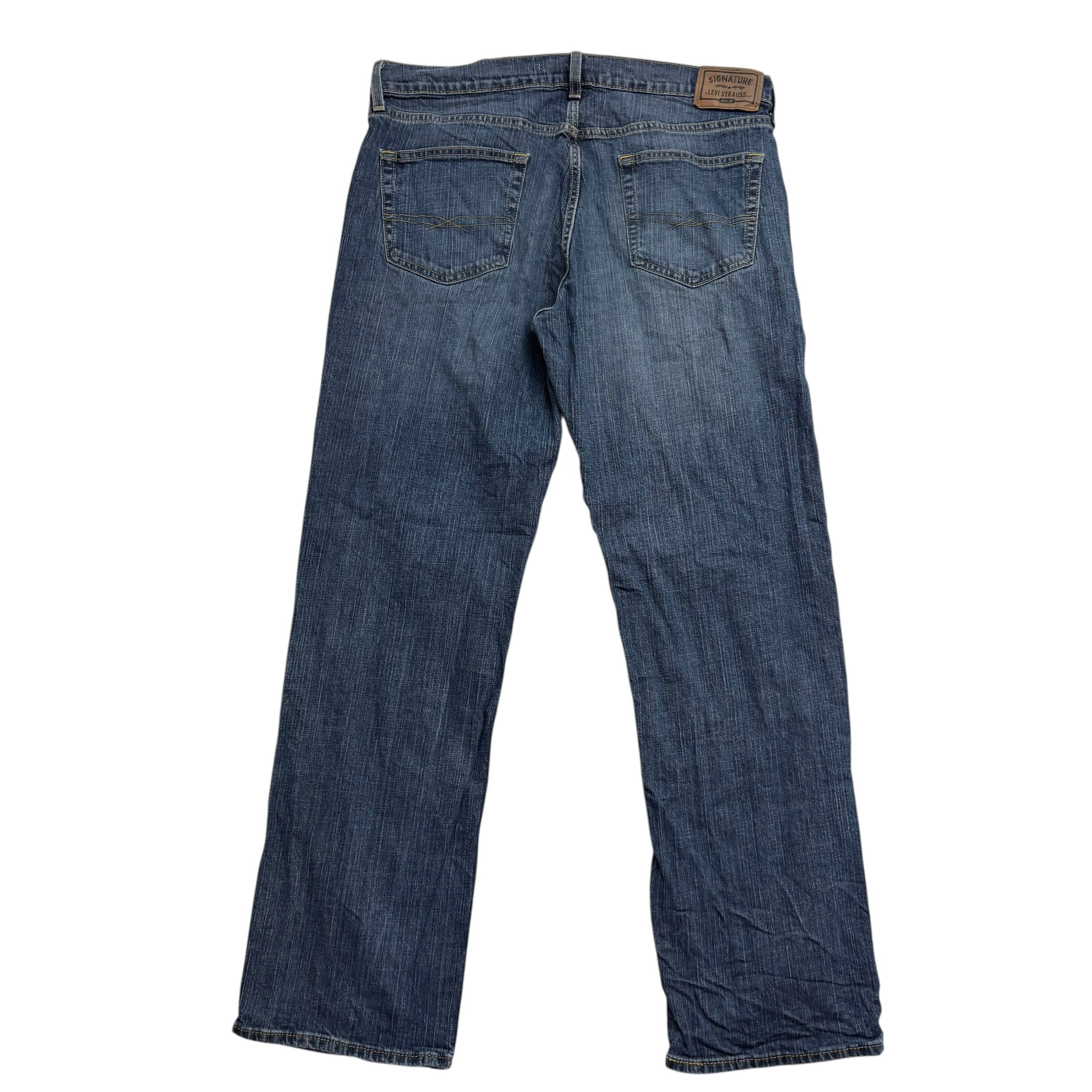 Levis Signature Jeans W36 L32 Mens Mid Blue Relaxed Straight Stretch Denim (E)