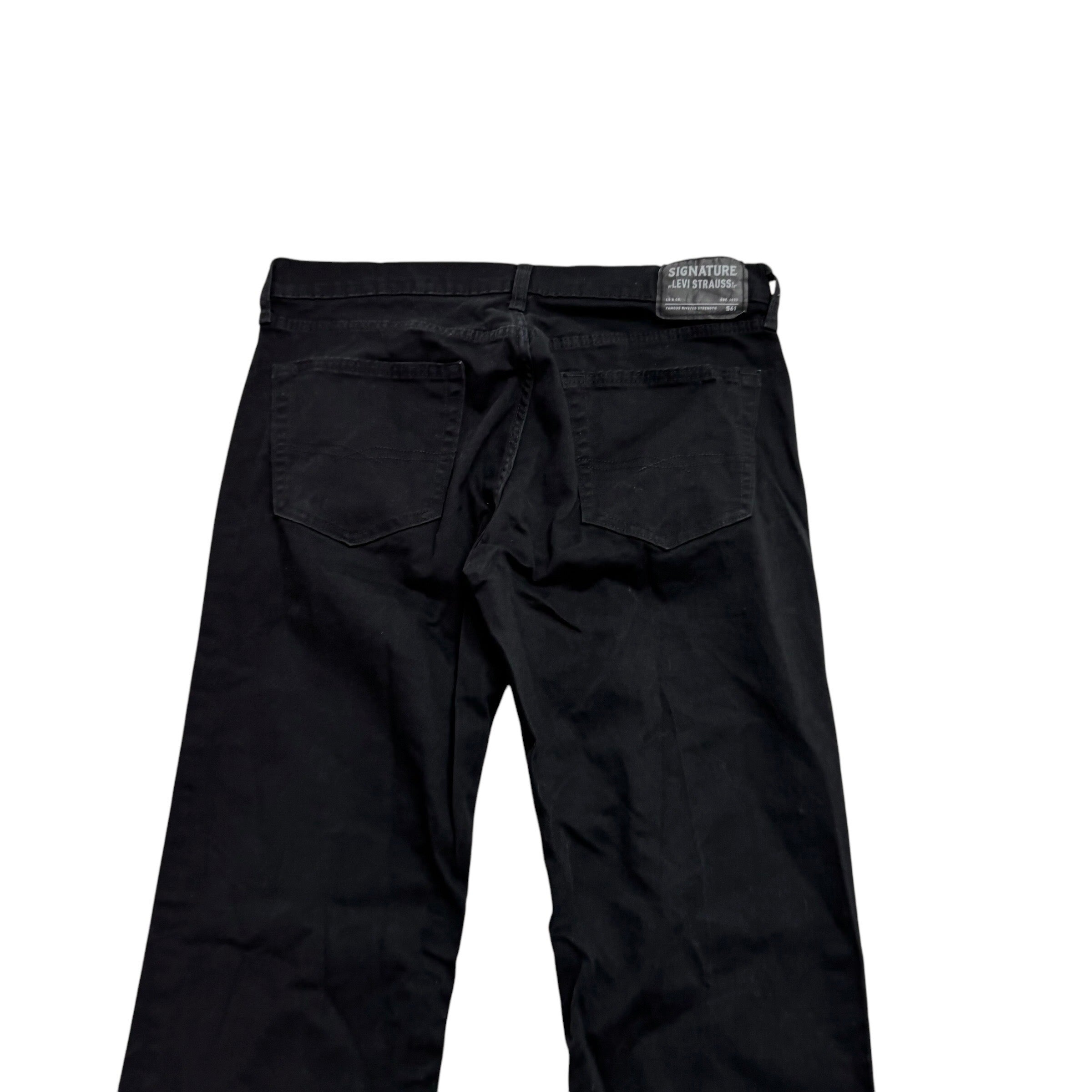 Levis Signature Jeans W34 L34 Mens Black Relaxed Straight Fit Stretch Denim (E)