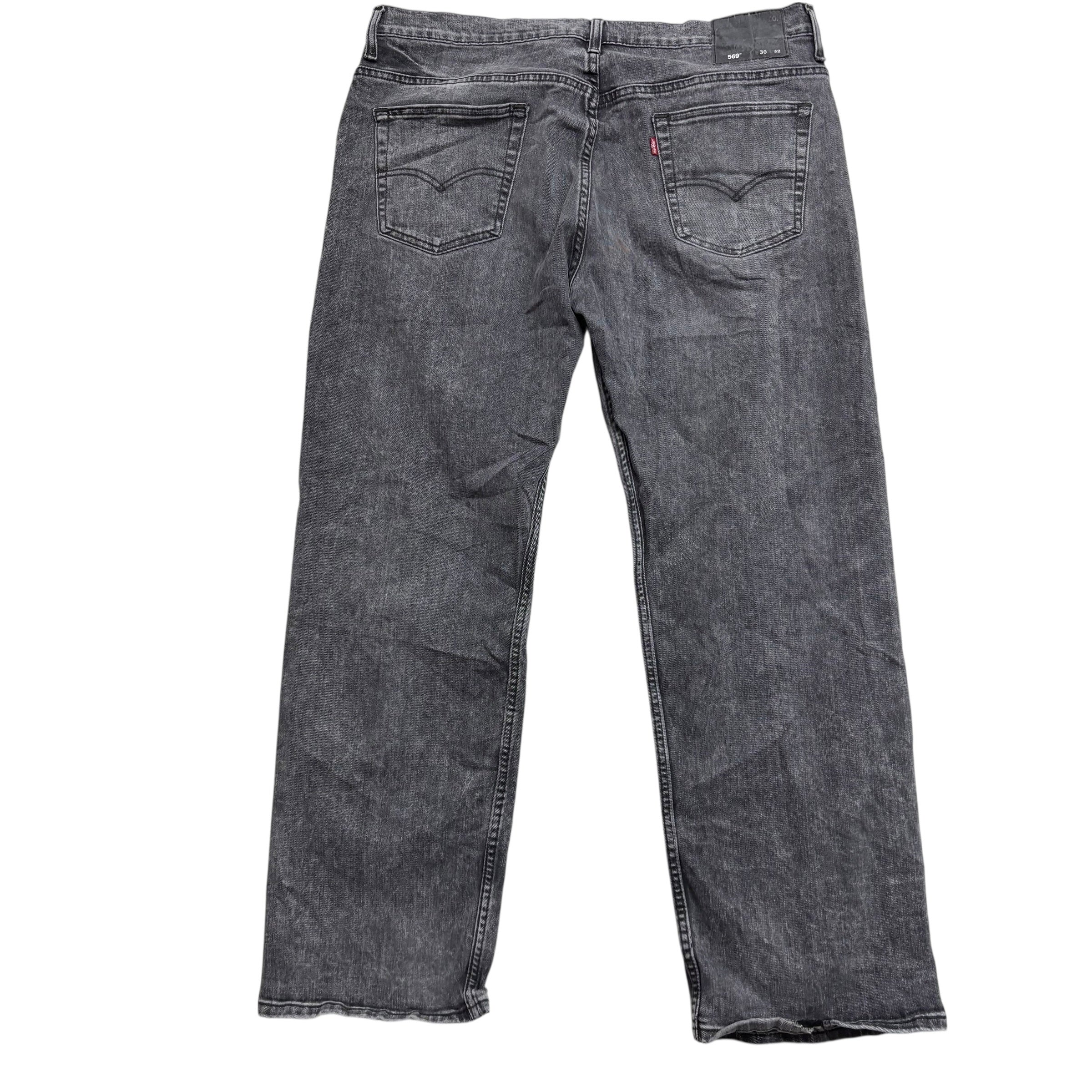 Levis 569 Jeans W36 L32 Mens Grey Baggy Relaxed Straight Fit Stretch Denim