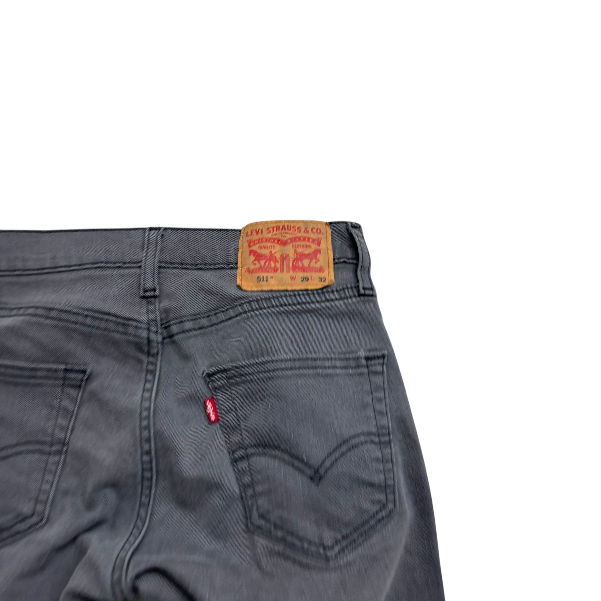 Levis 511 Jeans W29 L32 Mens Grey Slim Fit Stretch Denim (E)