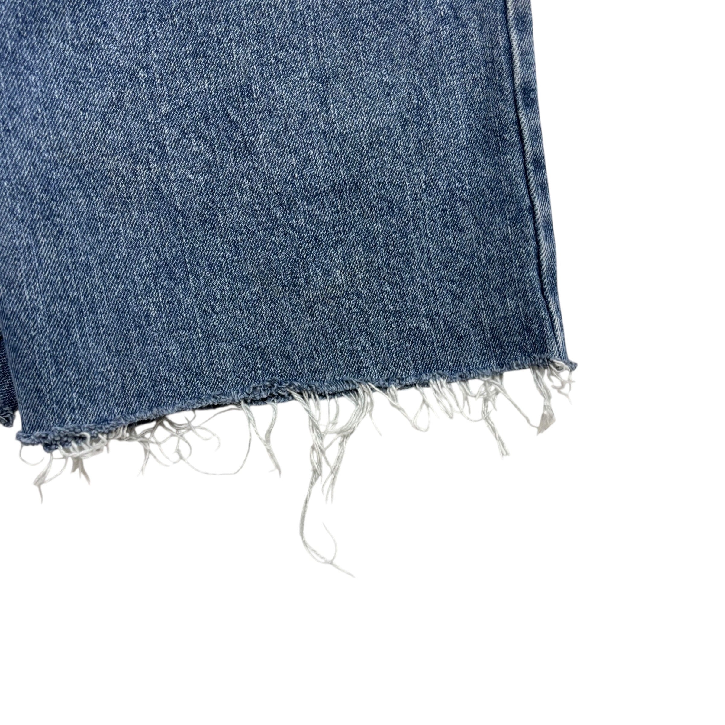 Wrangler Denim Shorts W30 Mens Mid Blue Cut Off 5in Regular Fit