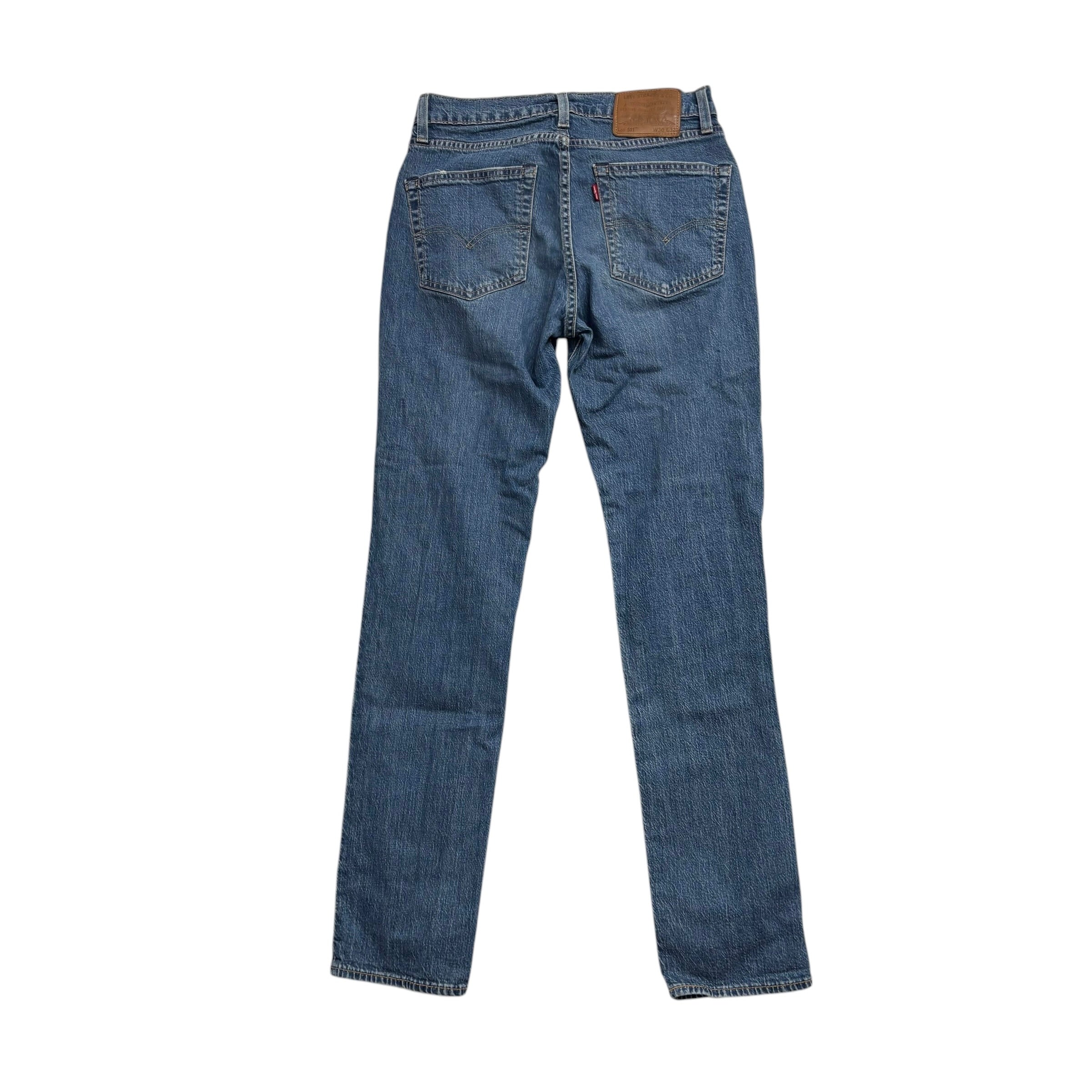 Levis 511 Jeans W29 L32 Mens Mid Blue Slim Fit Stretch Premium Denim (E)