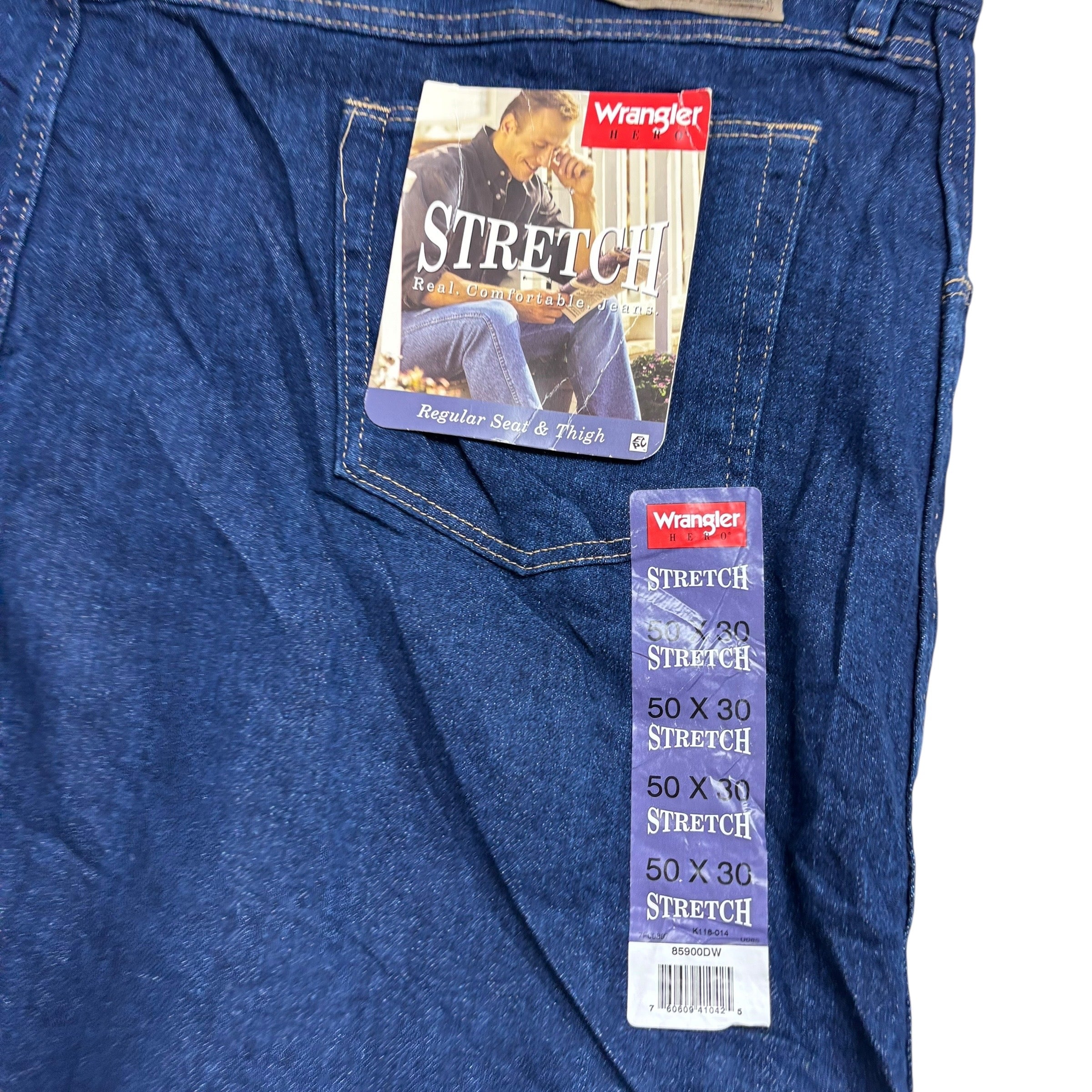 Wrangler Jeans W50 L30 Mens Dark Blue Regular Straight Fit Denim (E)