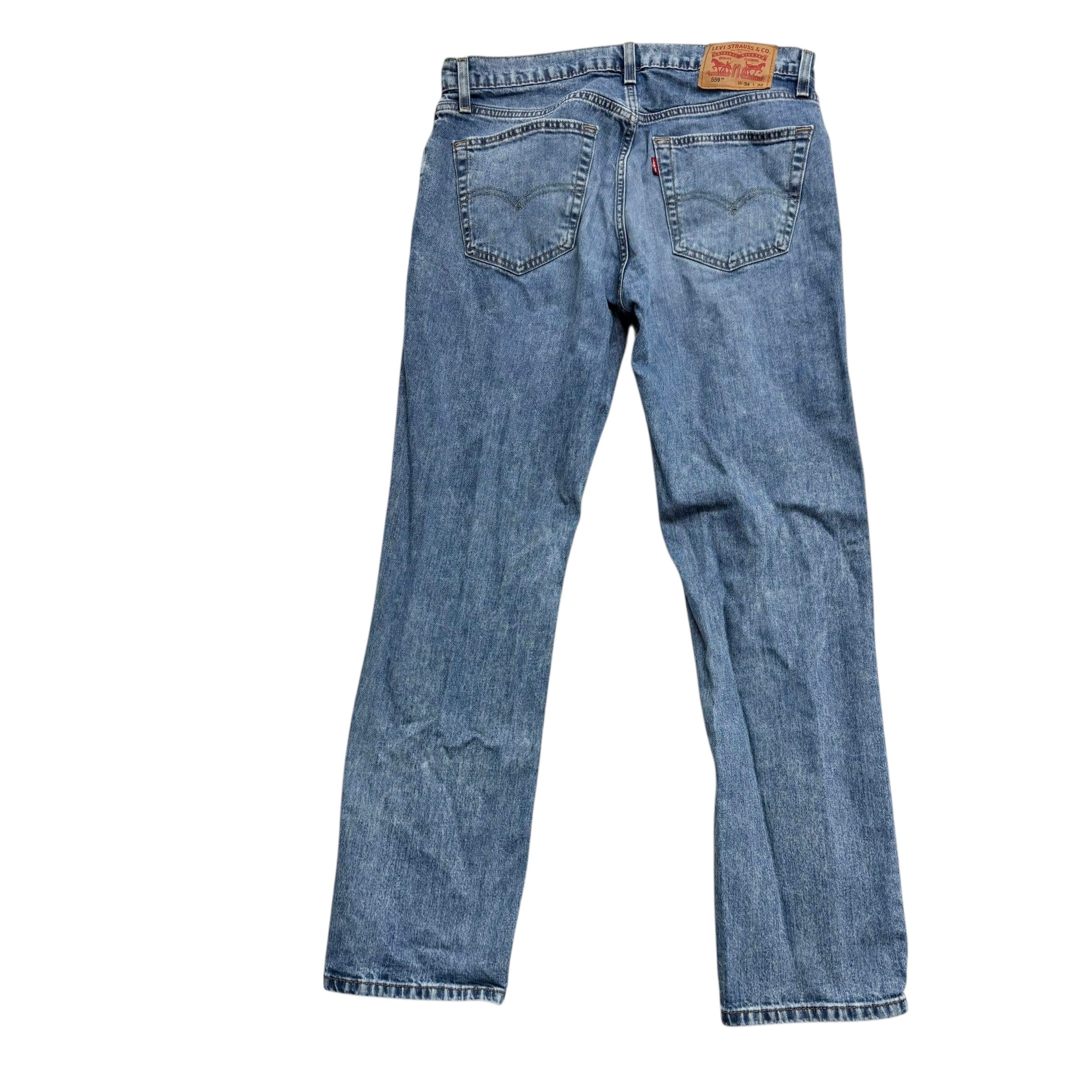 Levis 559 Jeans W34 L31 Mens Mid Blue Regular Straight Fit Stretch Denim