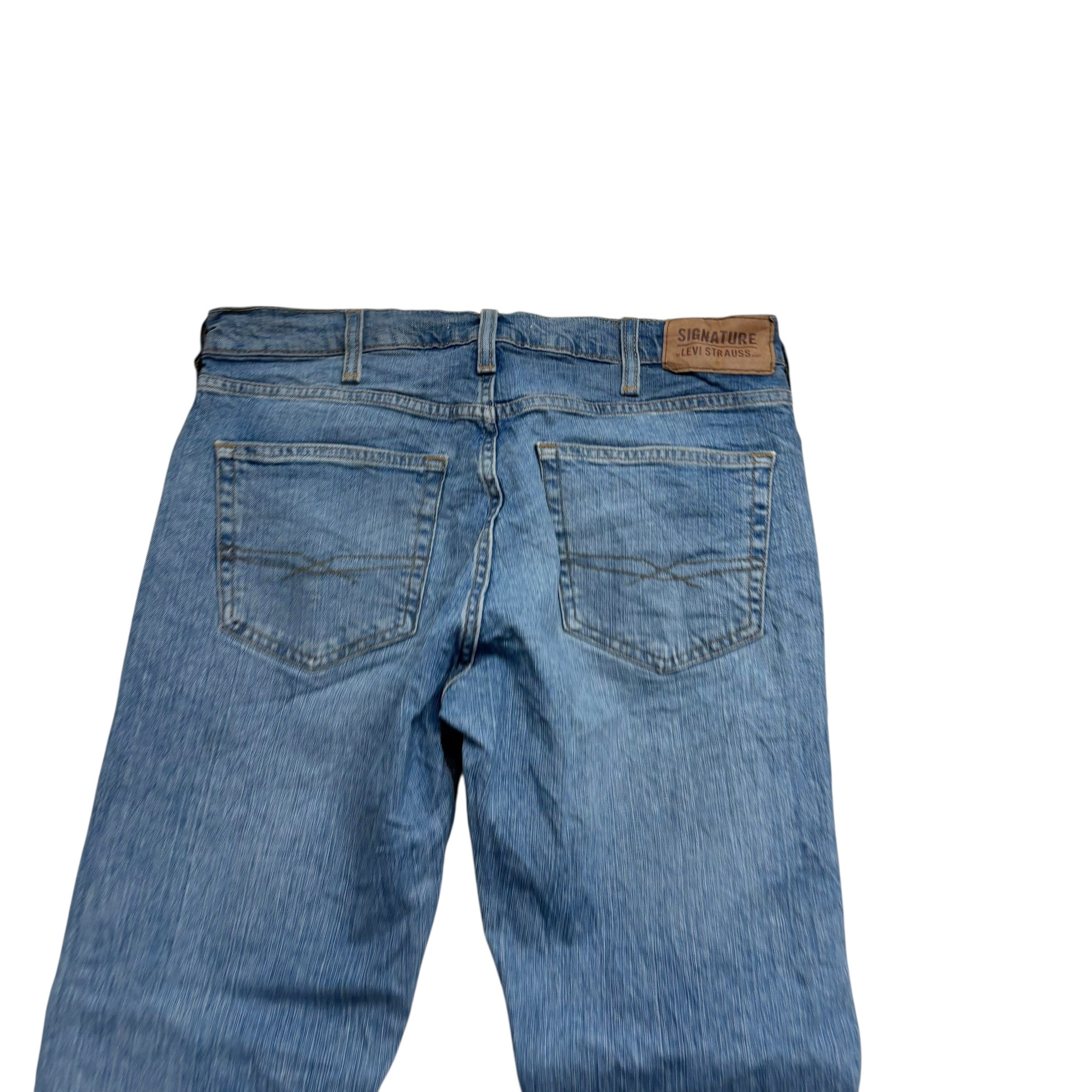 Levis Signature Jeans W32 L32 Mens Mid Blue Regular Bootcut Stretch Denim (E)