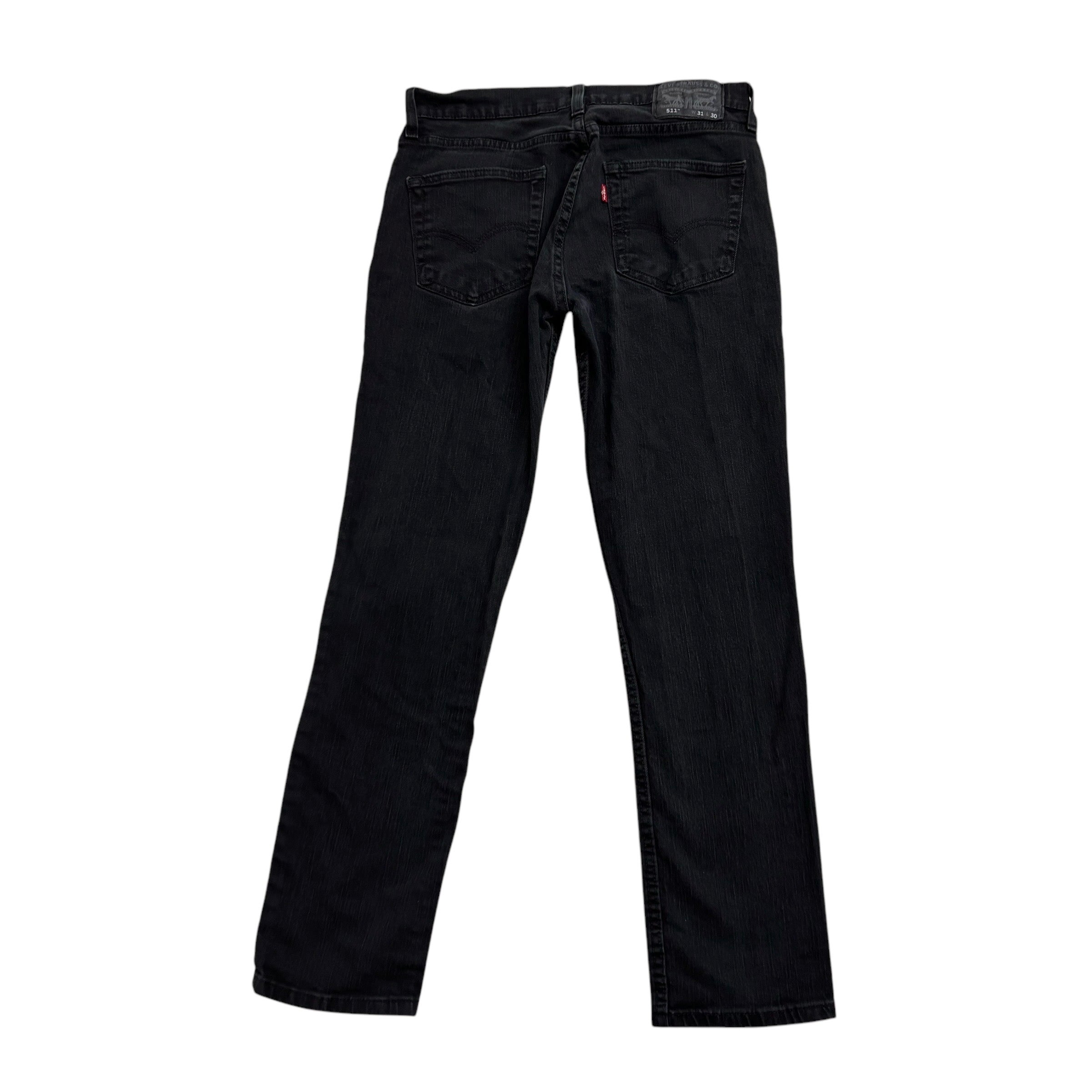 Levis 511 Jeans W31 L30 Mens Black Slim Fit Stretch Denim (E)