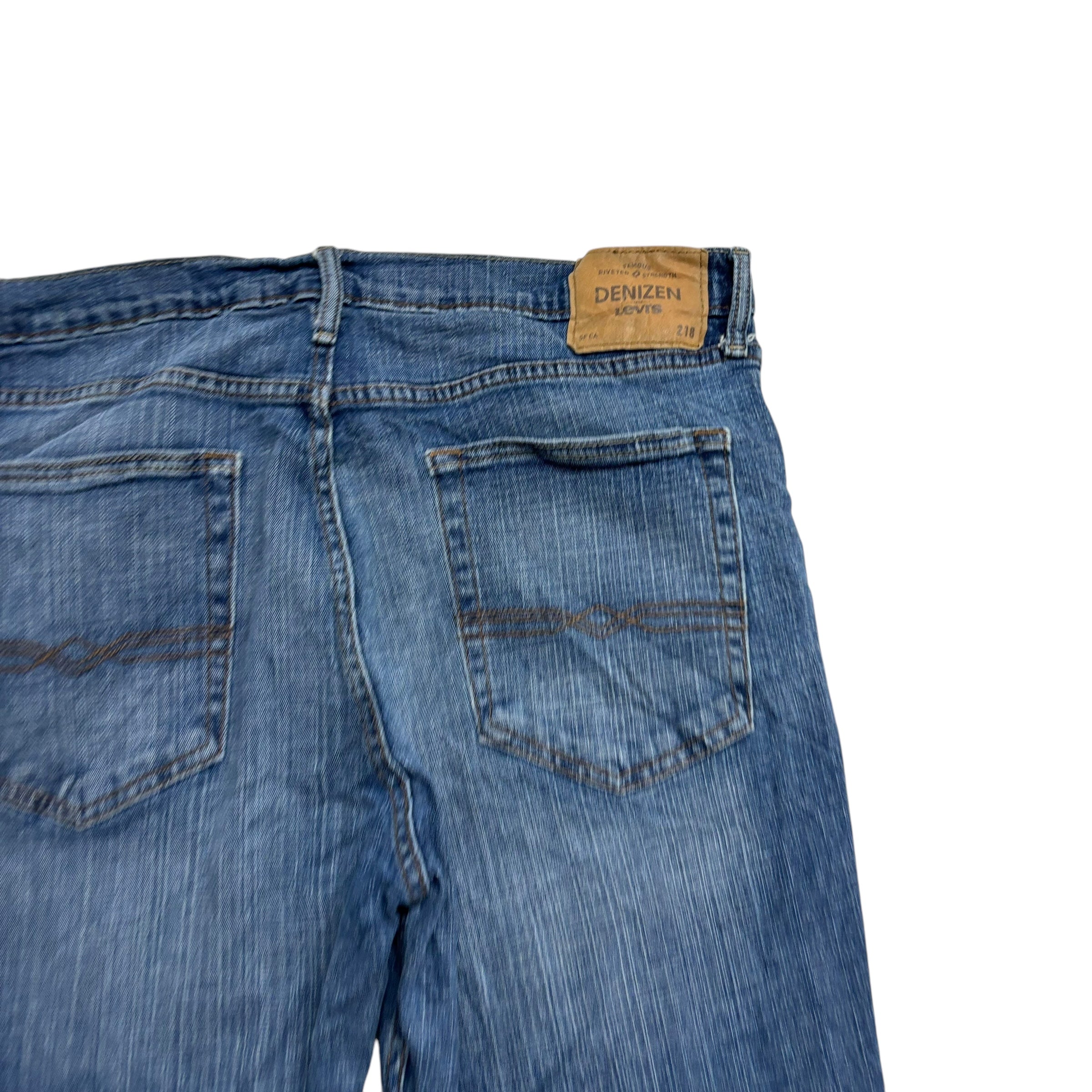 Levis 218 Denizen Jeans W36 L34 Mens Mid Blue Regular Straight Fit Stretch (E)
