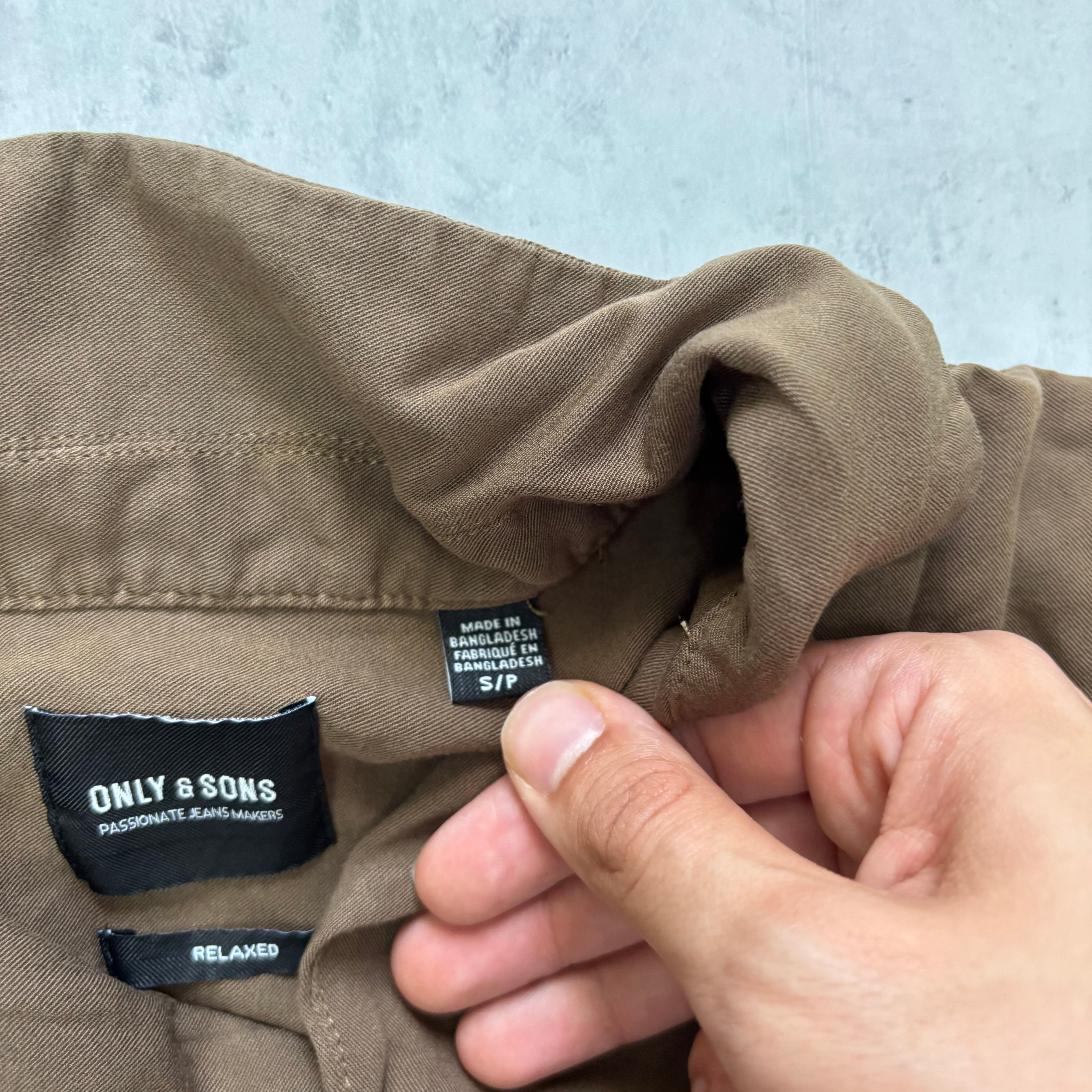 Only & Sons Shirt Mens Small Brown Short Sleeve Relaxed Fit Viscose (E)