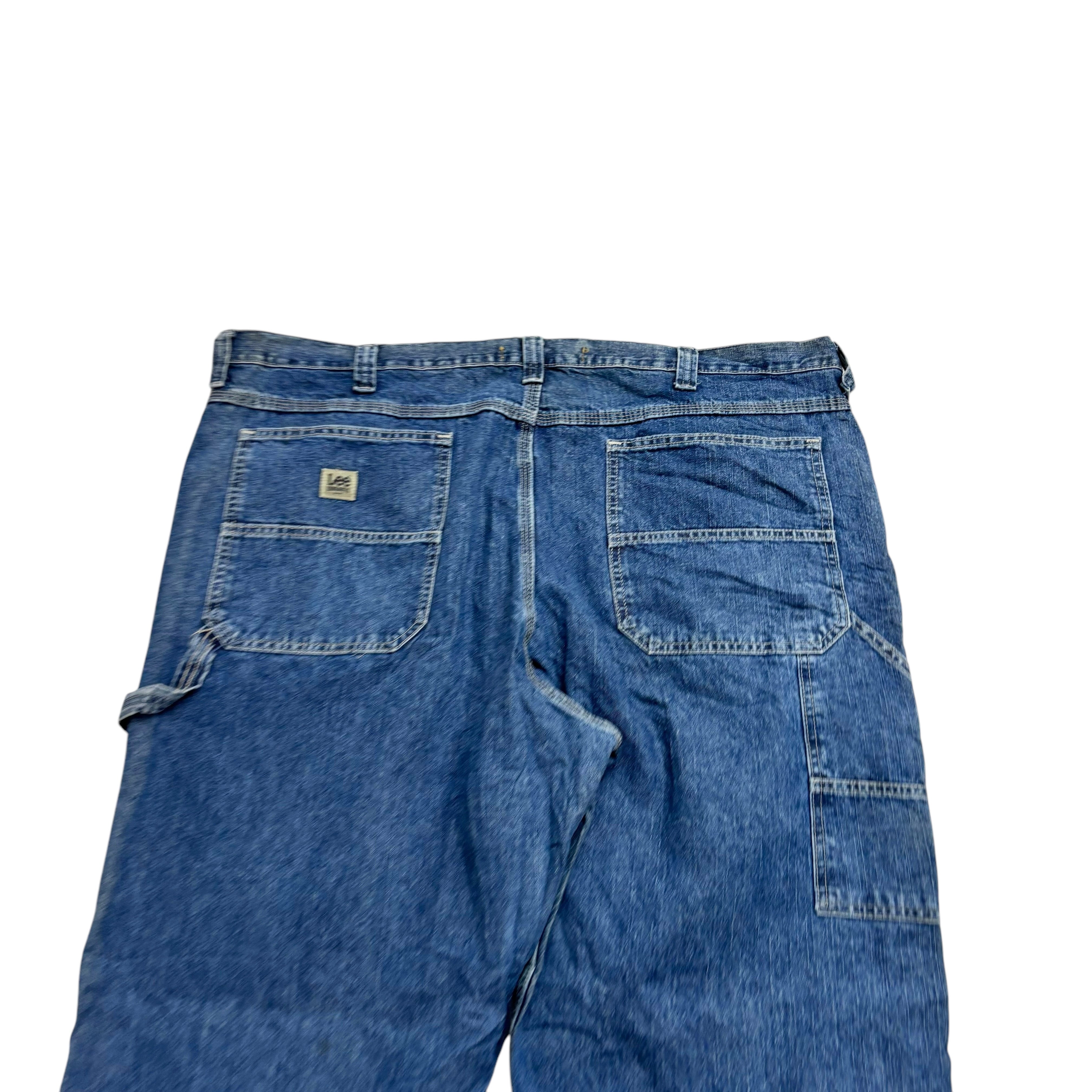 Lee Carpenter Jeans W46 L30 Mens Mid Blue Baggy Relaxed Straight Fit Denim (E)