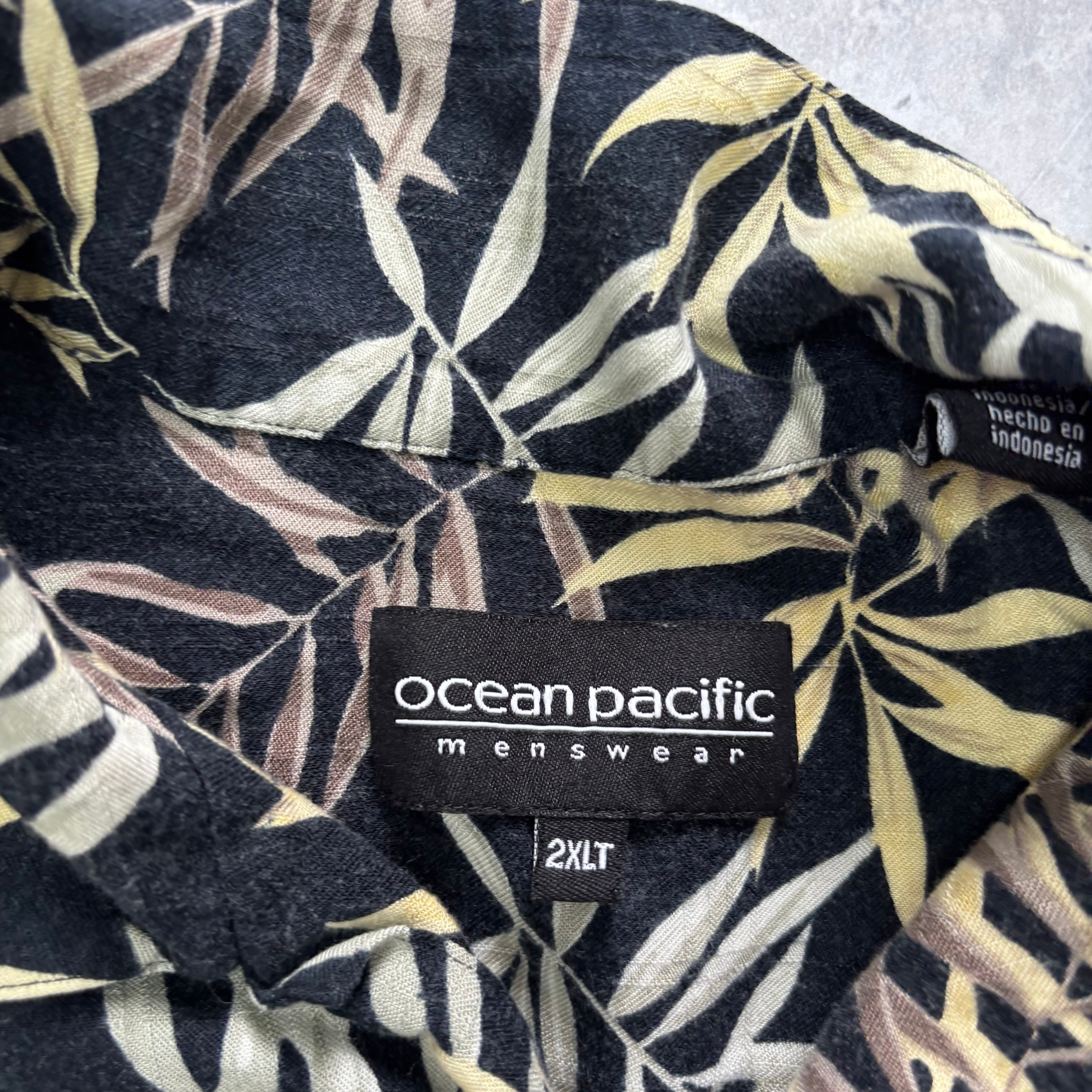 Vintage Hawaiian Shirt Mens XXL Tall Black Floral Aloha Short Sleeve Rayon (E)