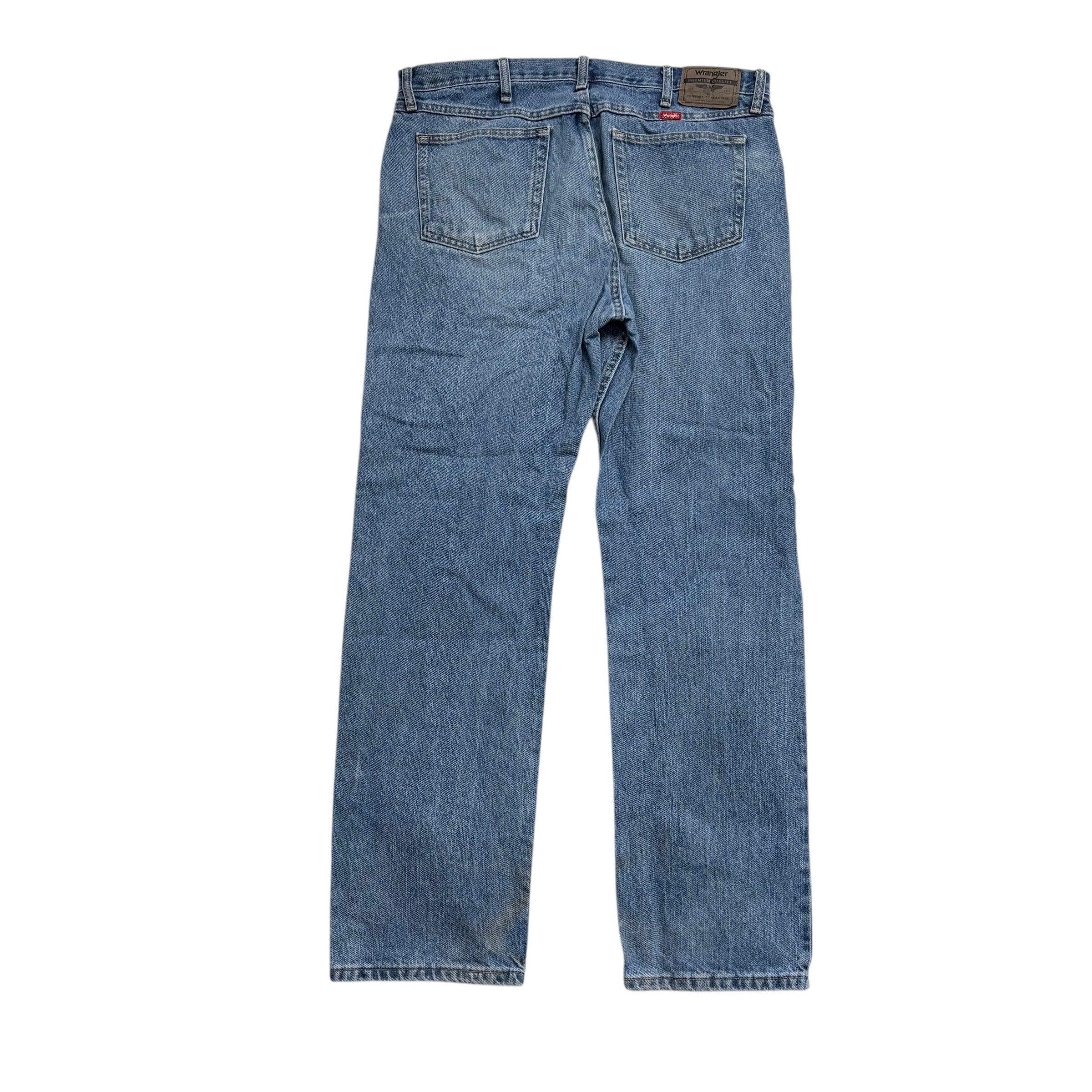 Wrangler Jeans W36 L32 Mens Mid Blue Regular Straight Fit Denim