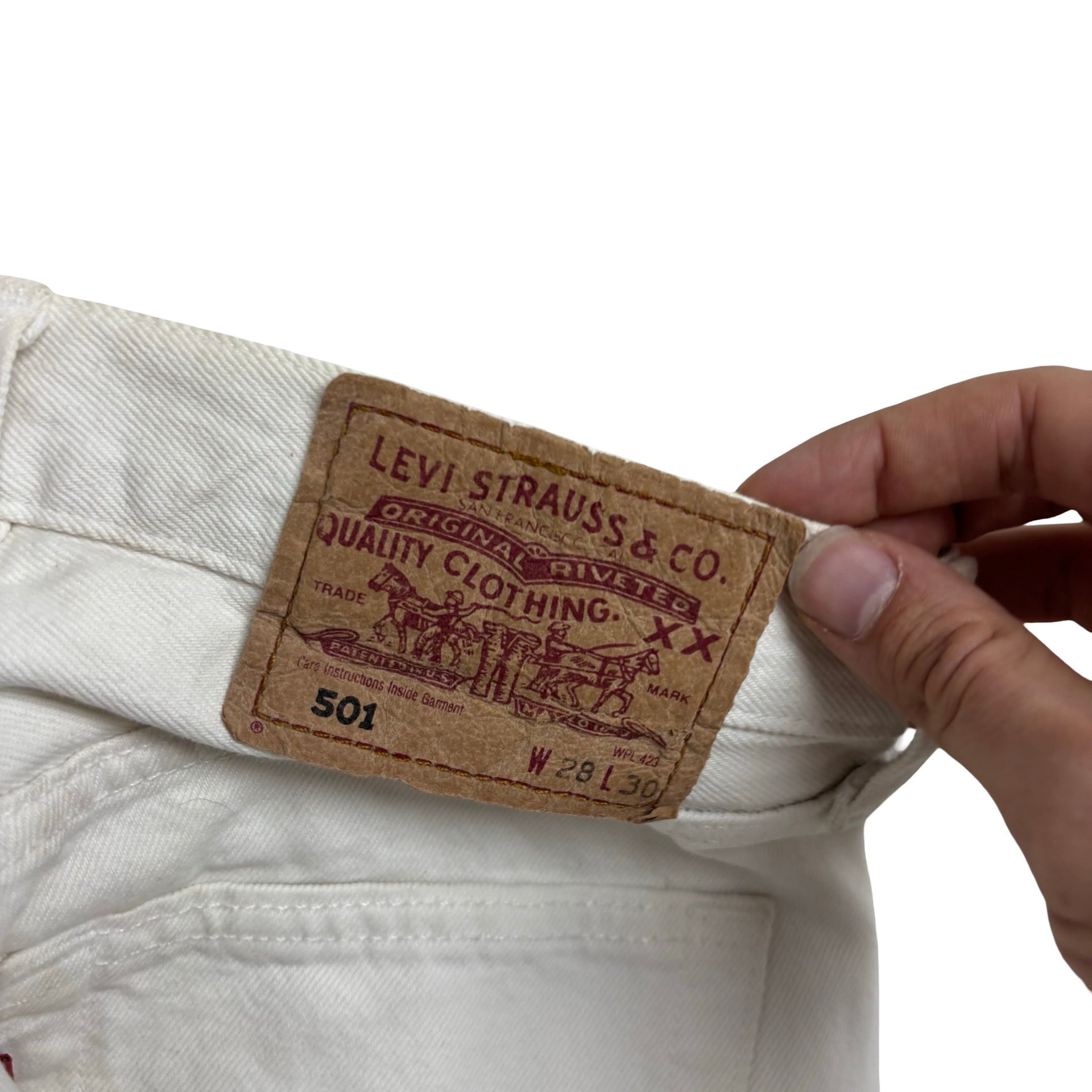 Levis 501 Jeans W27 L30 Mens White Regular Straight Fit Vintage Denim