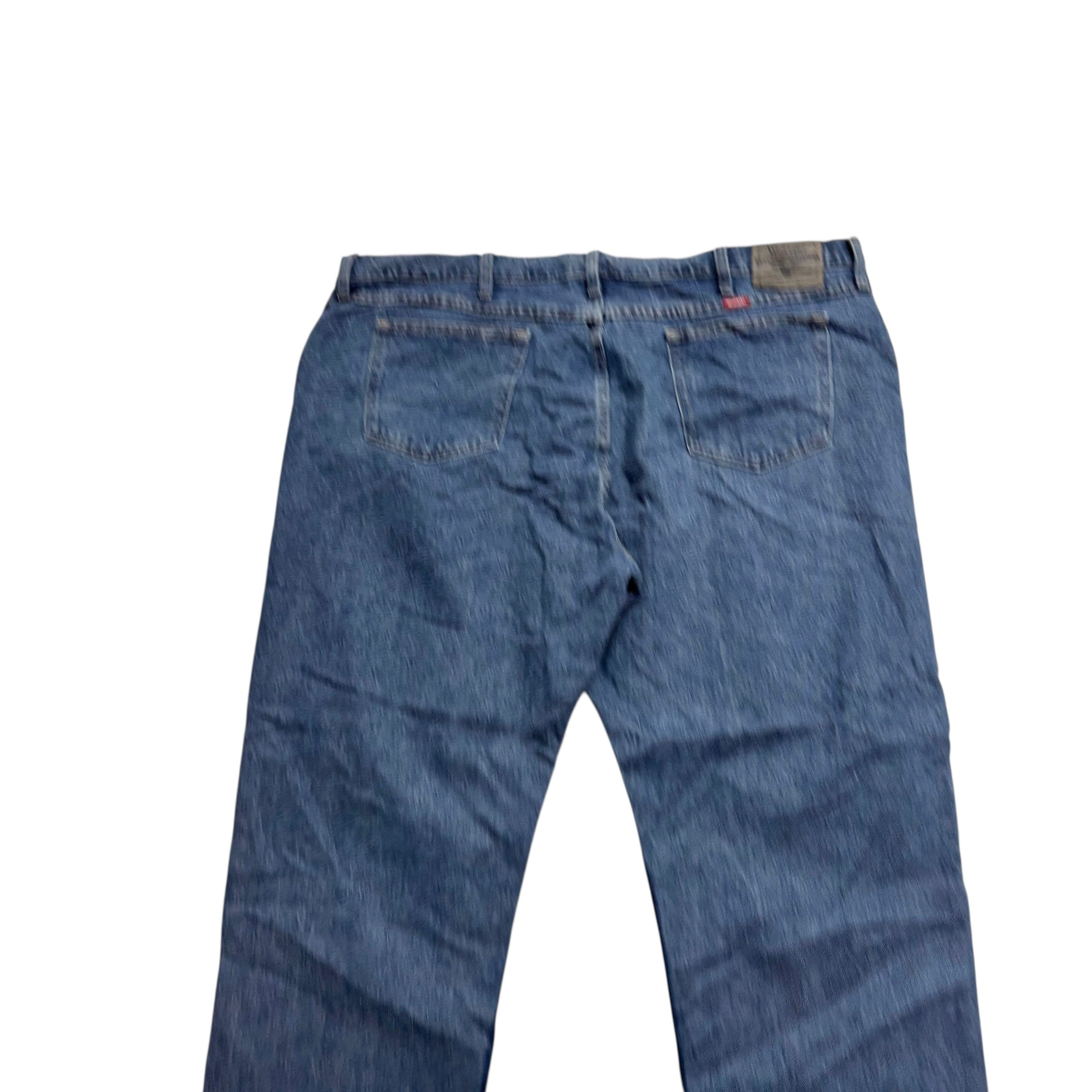 Wrangler Jeans W46 L29 Mens Mid Blue Relaxed Straight Fit Denim (E)