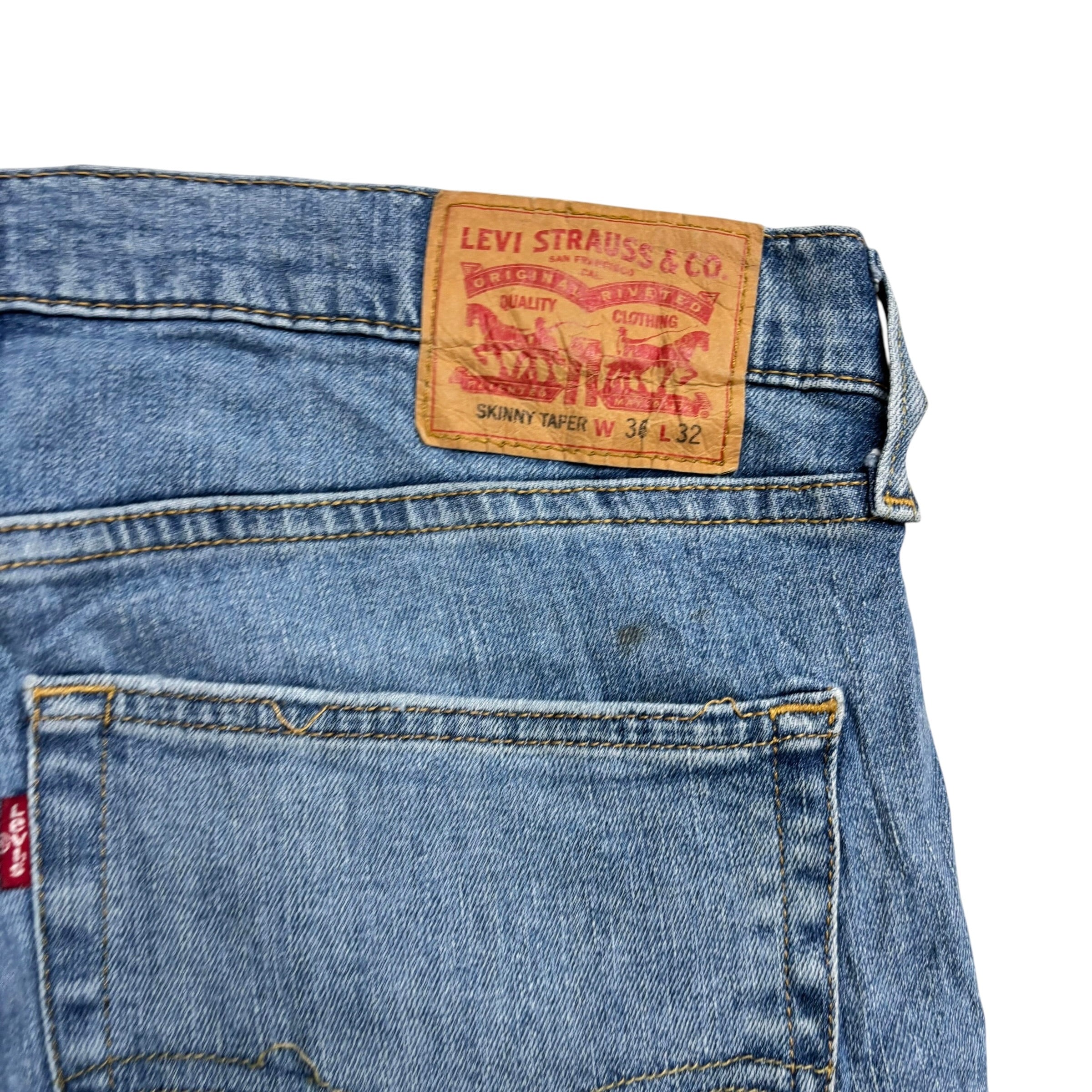 Levis Jeans W36 L32 Mens Mid Blue Skinny Tapered Fit Stretch Denim