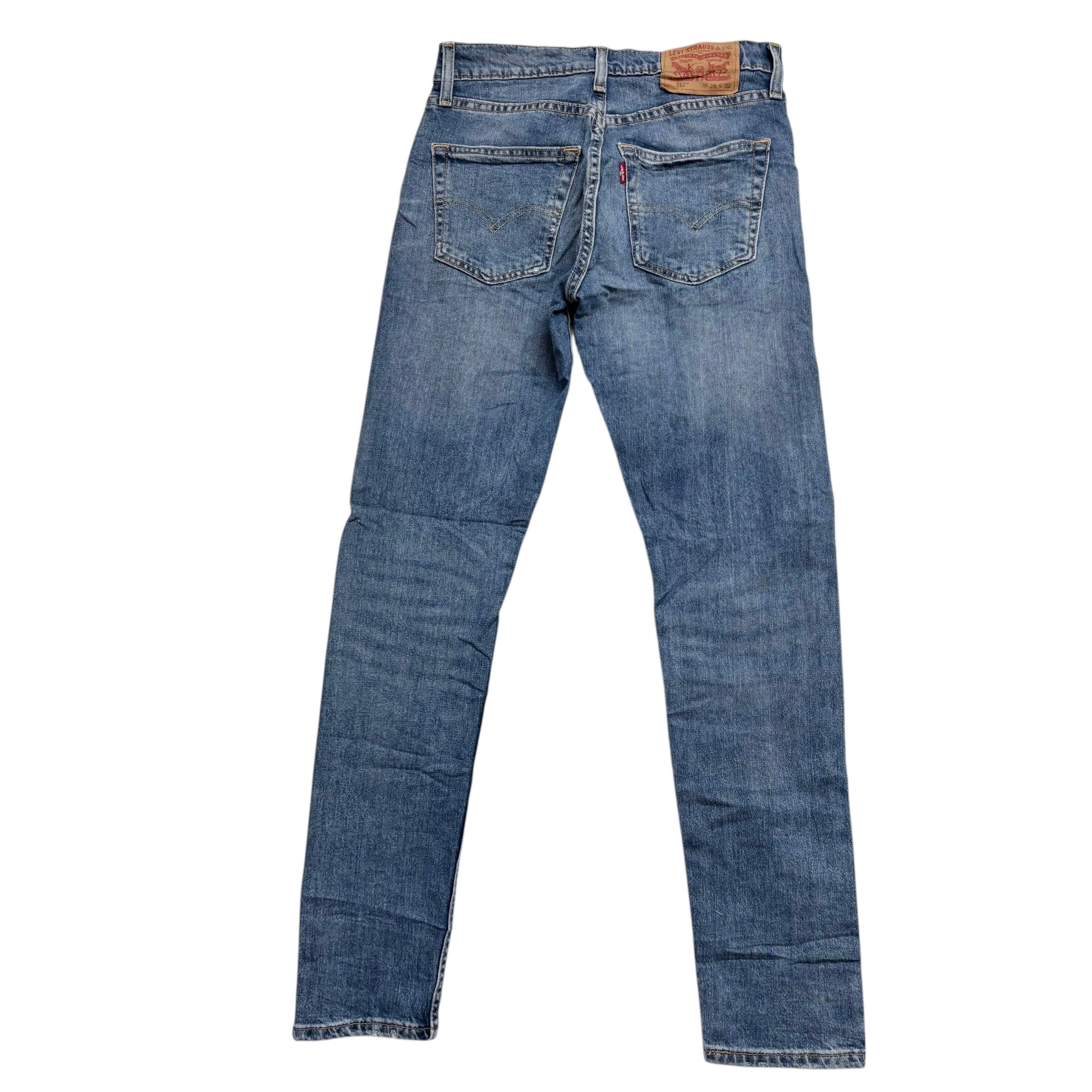 Levis 512 Jeans W28 L32 Mens Mid Blue Slim Tapered Fit Stretch Distressed