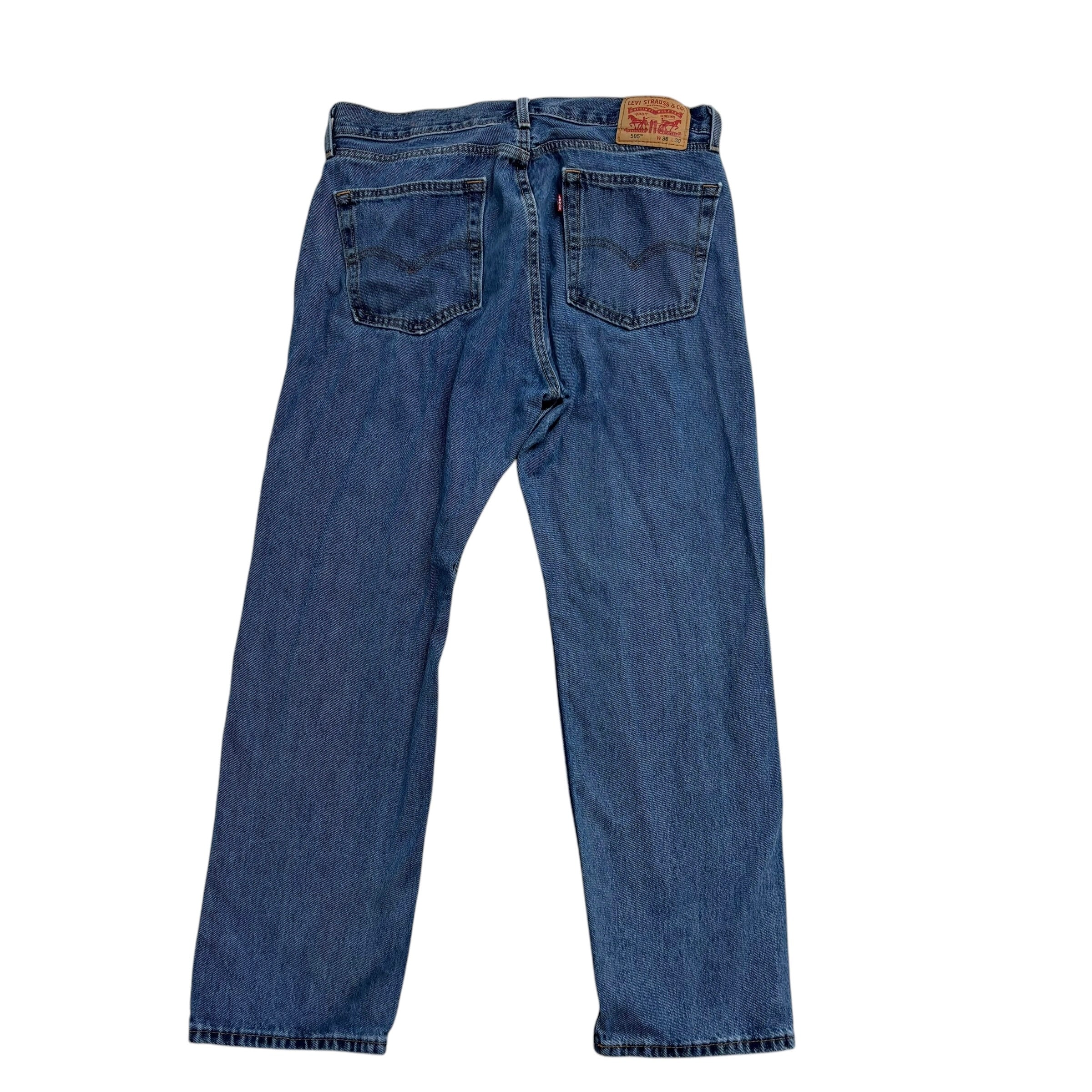 Levis 505 Jeans W36 L30 Mens Mid Blue Regular Straight Fit Denim