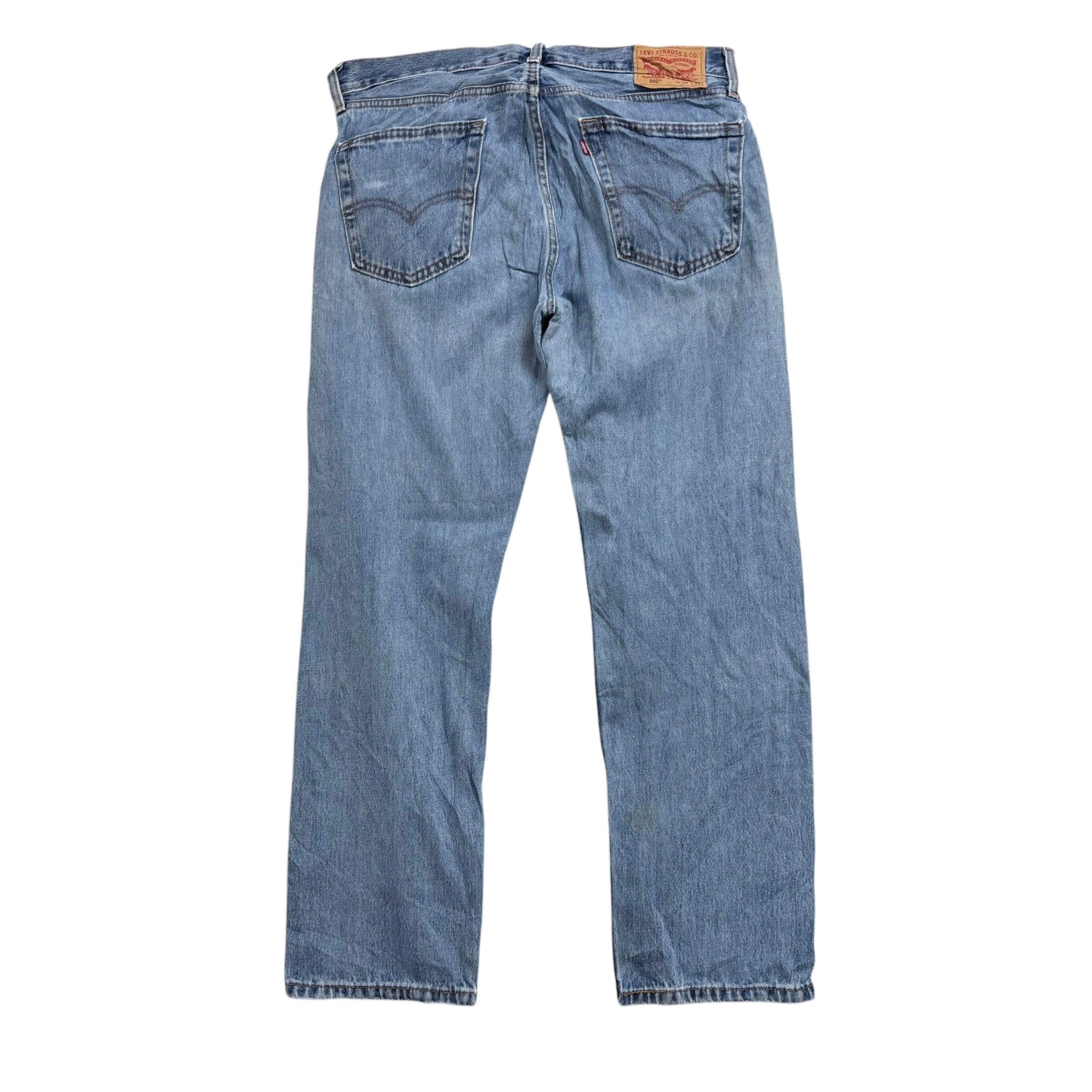 Levis 505 Jeans W36 L32 Mens Light Blue Regular Straight Fit Denim