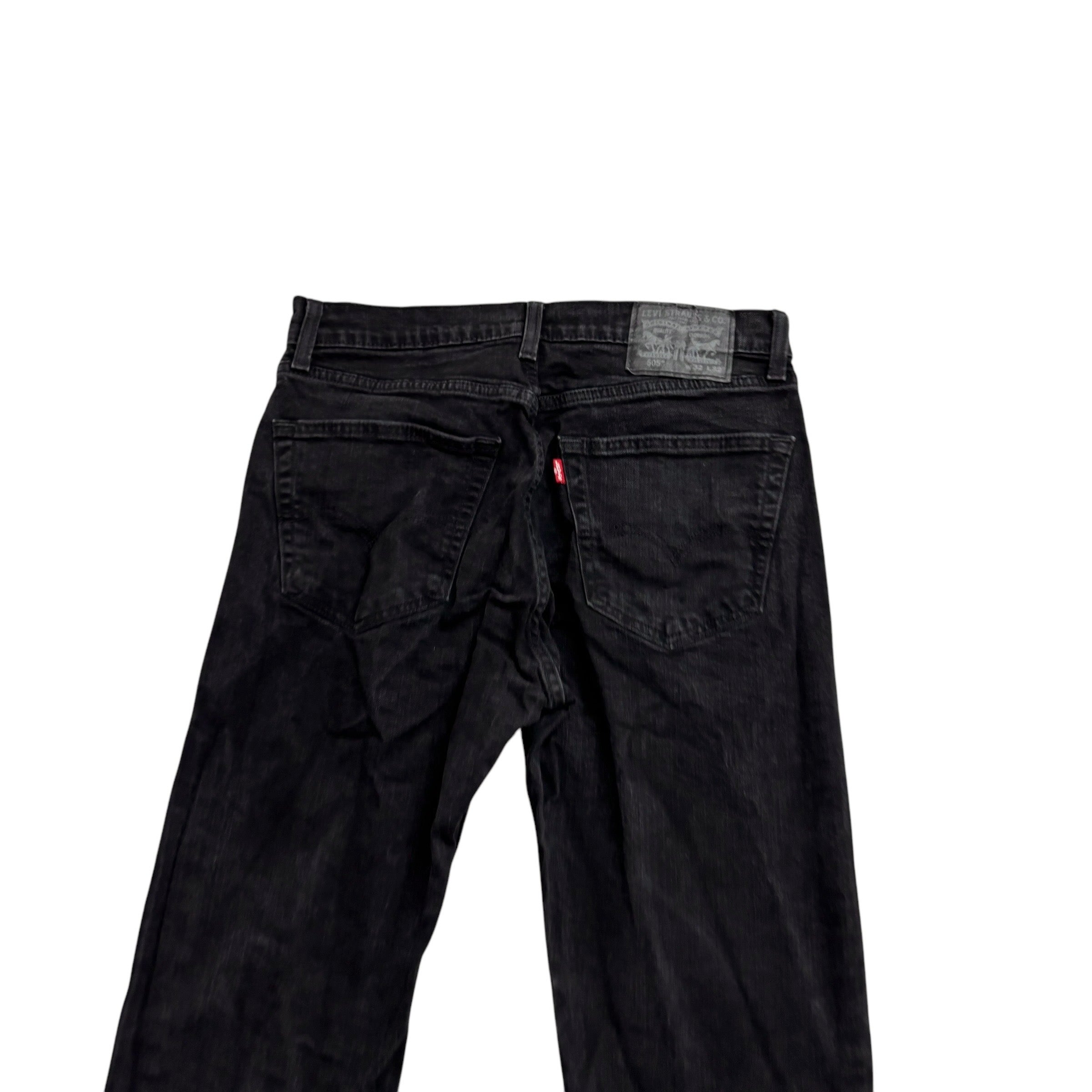 Levis 505 Jeans W31 L30 Mens Black Slim Straight Fit Stretch Denim (E)