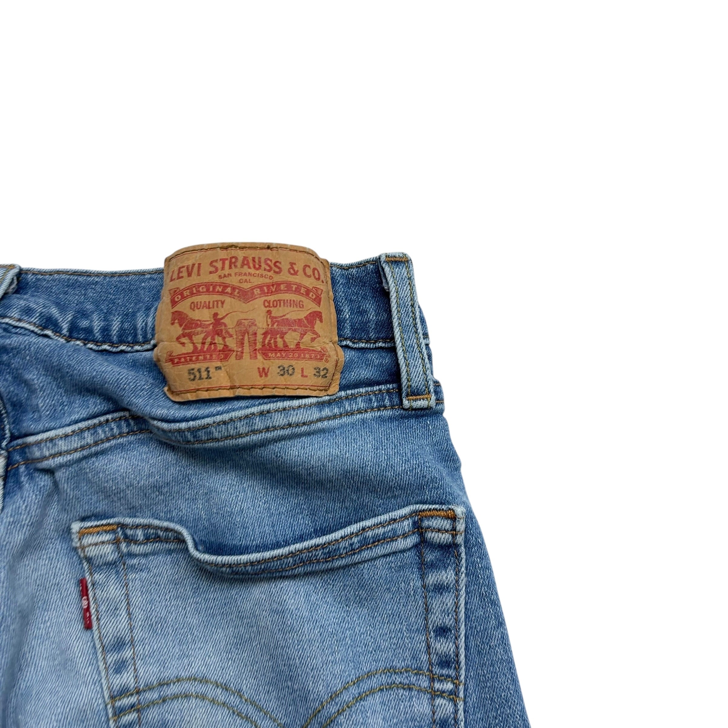 Levis 511 Jeans W30 L32 Mens Mid Blue Slim Fit Stretch Denim