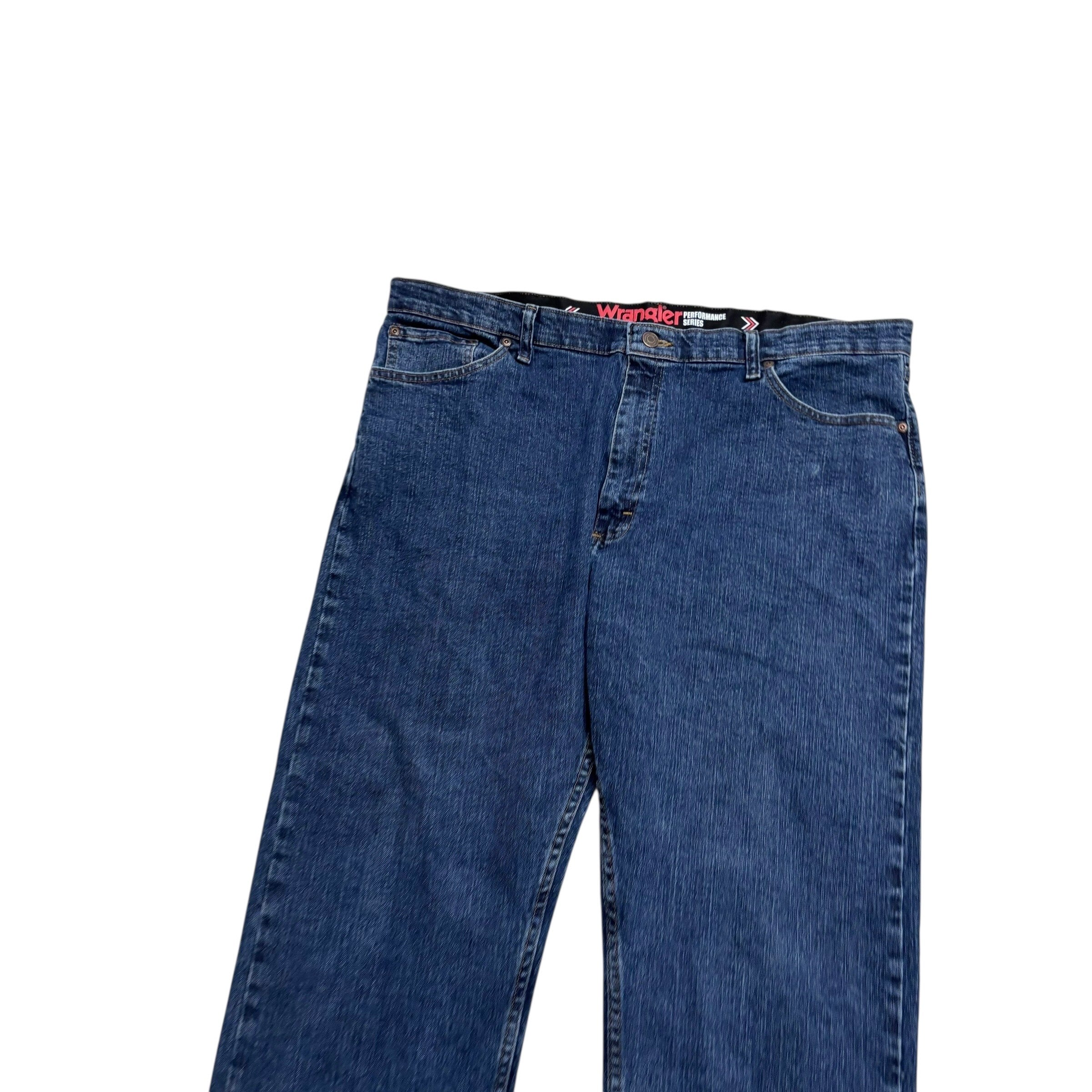 Wrangler Jeans W40 L30 Mens Dark Blue Regular Straight Fit Stretch Denim