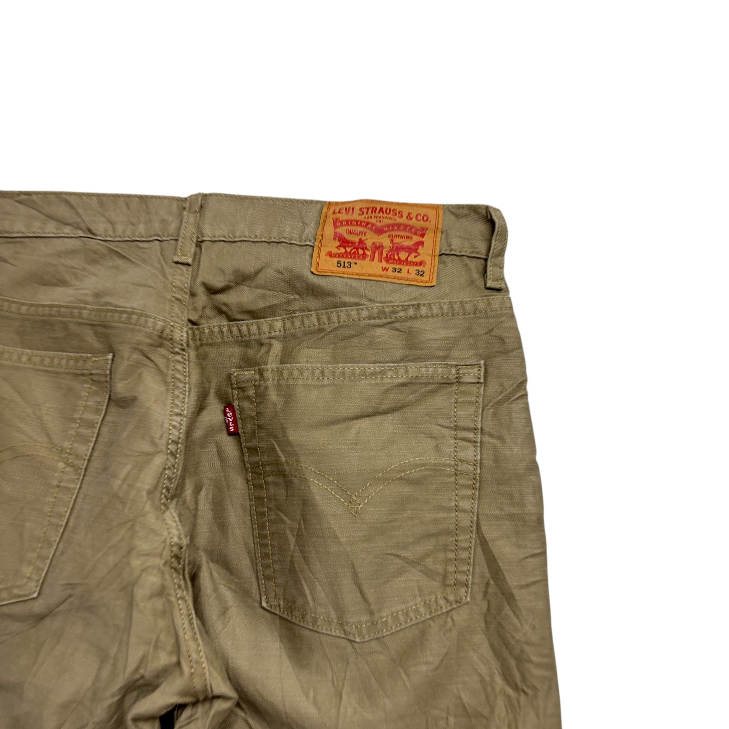 Levis 513 Trousers W32 L31 Mens Gold Tan Slim Straight Fit Denim