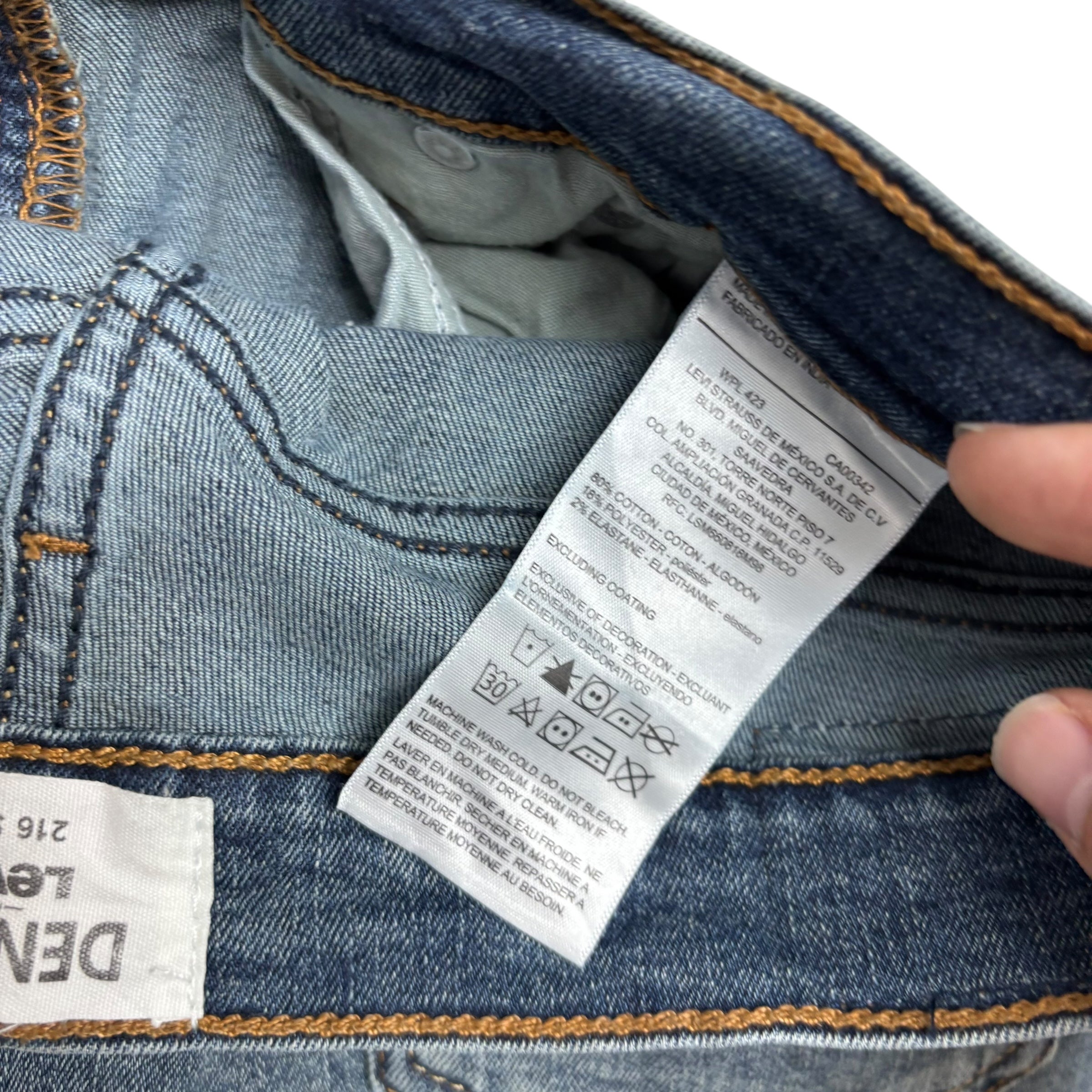 Levis Denizen Jeans W29 L31 Mens Blue Slim Fit Stretch Denim (E)