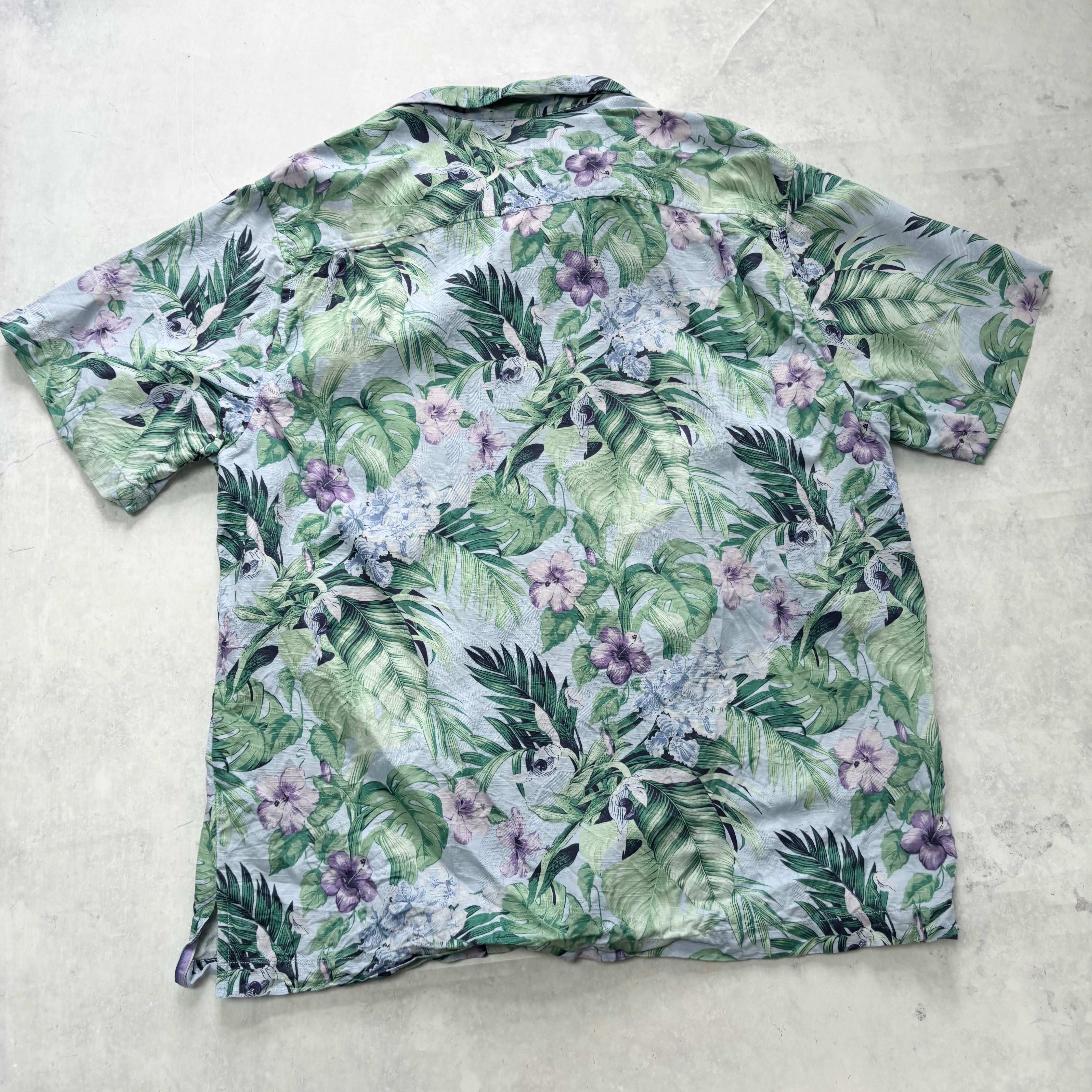 Tommy Bahama Hawaiian Shirt Mens XL Multi Floral Aloha Short Sleeve Silk