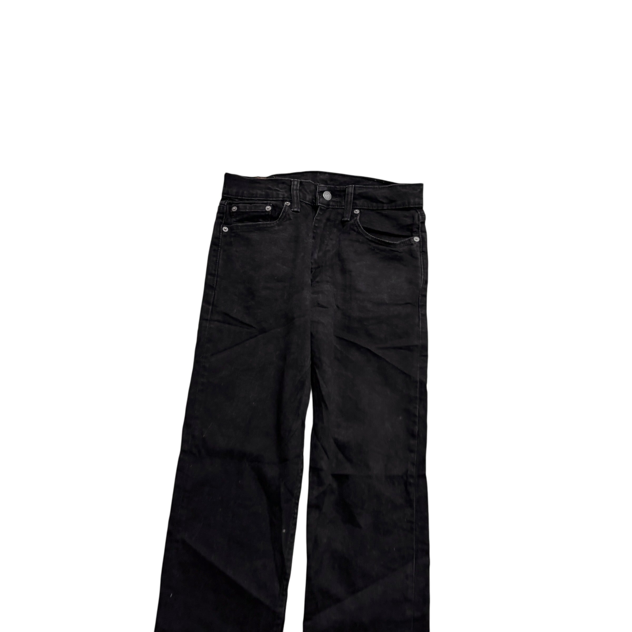 Levis 502 Jeans W28 L32 Mens Black Regular Tapered Fit Stretch Denim (E)