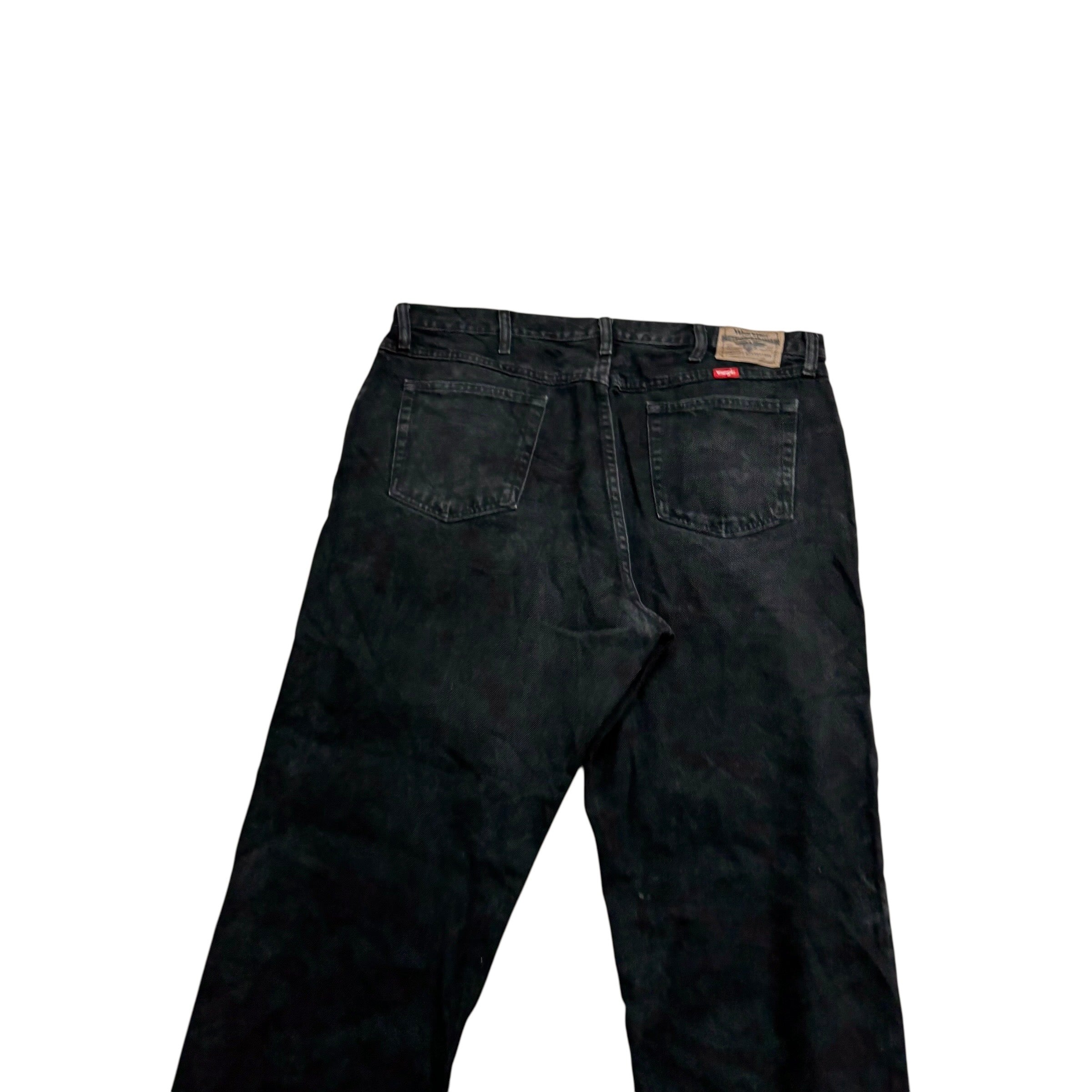 Wrangler Jeans W40 L30 Mens Black Relaxed Straight Fit Denim (E)