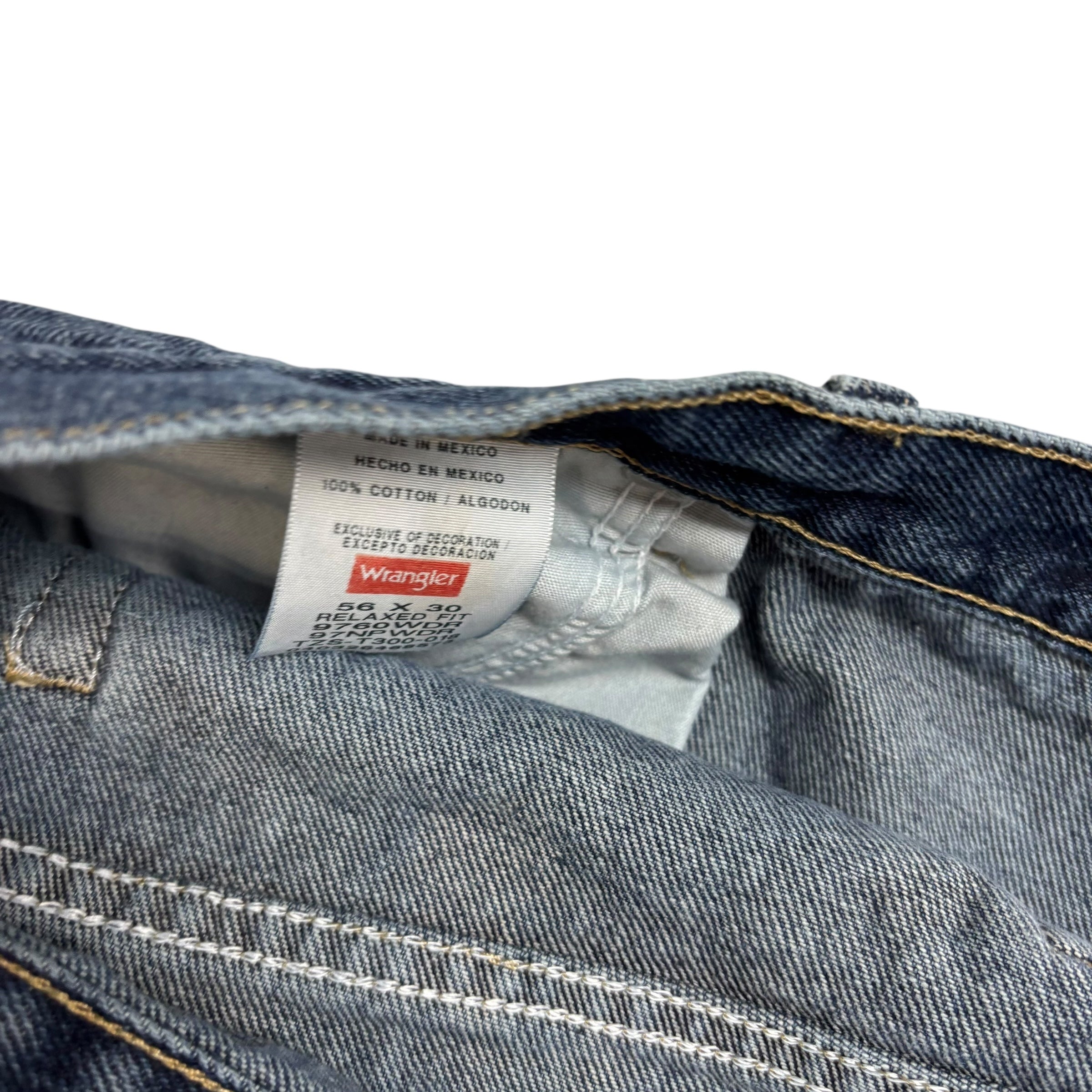 Wrangler Jeans W56 L30 Mens Mid Blue Relaxed Straight Fit Baggy Denim (E)