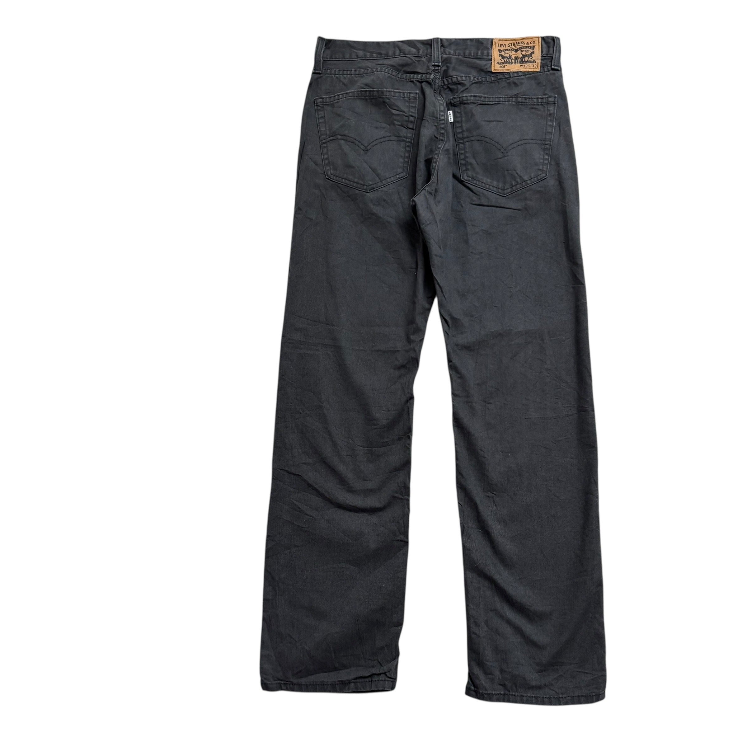 Levis 505 Trousers W32 L32 Mens Grey Regular Straight Fit Cotton Pants (E)