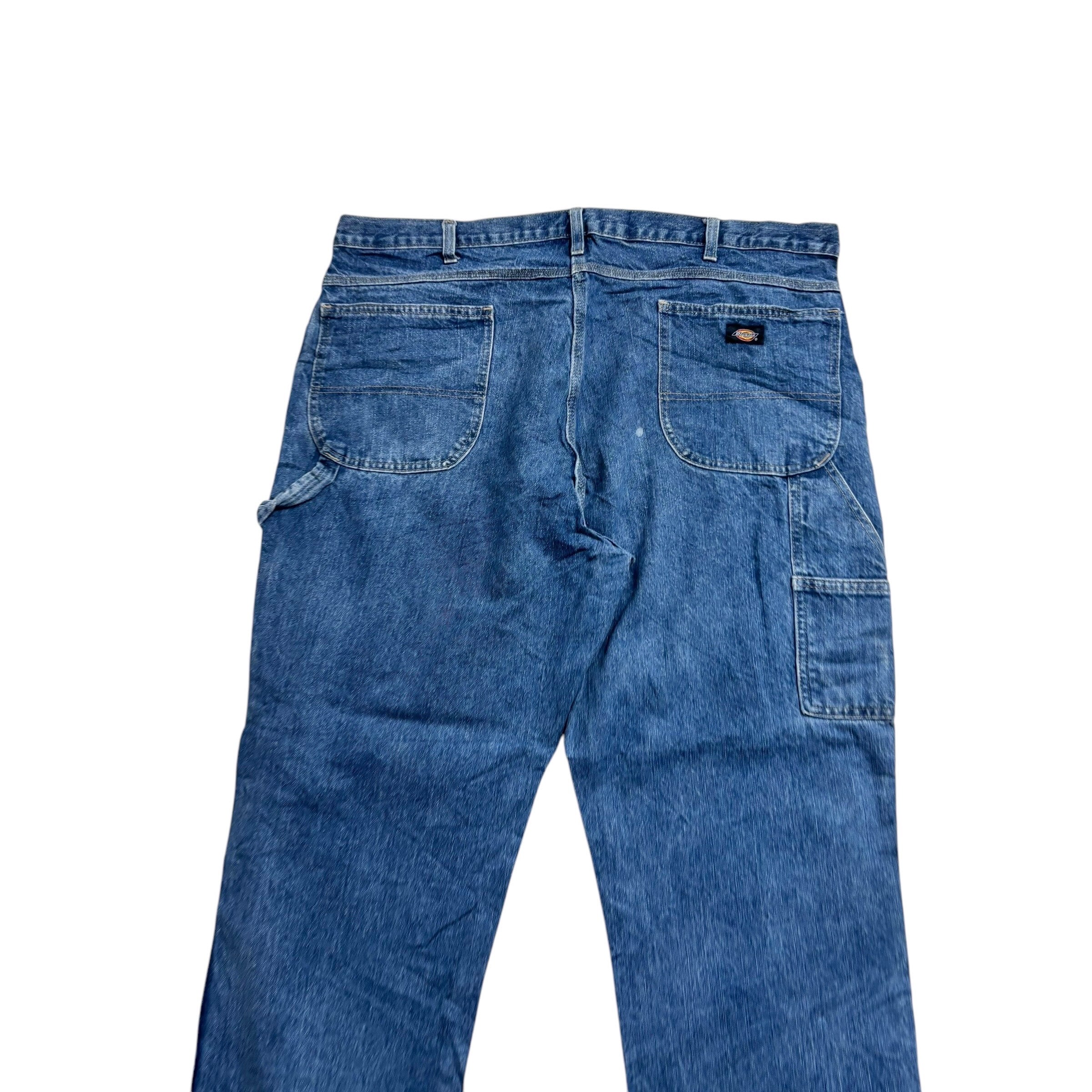 Dickies Carpenter Jeans W42 L32 Mens Mid Blue Relaxed Straight Fit Pants