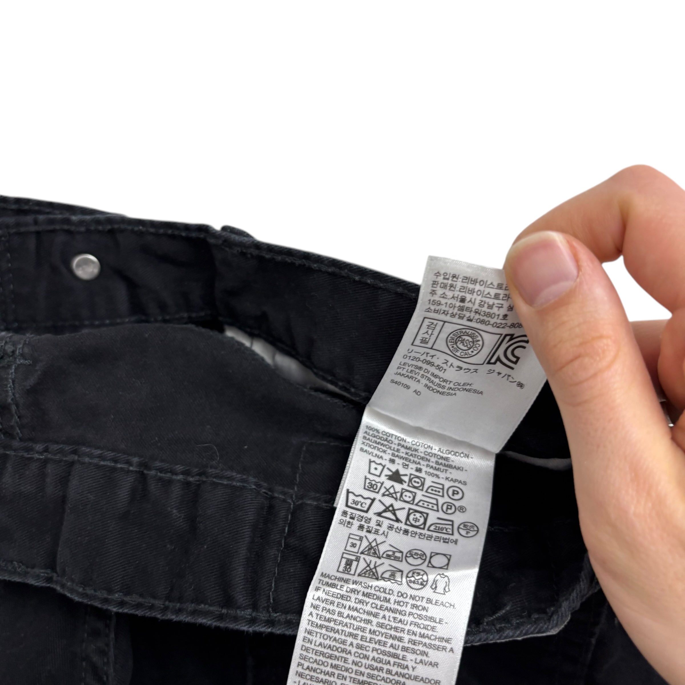 Levis 514 Trousers W30 L32 Mens Black Regular Straight Fit Cotton Pants (E)