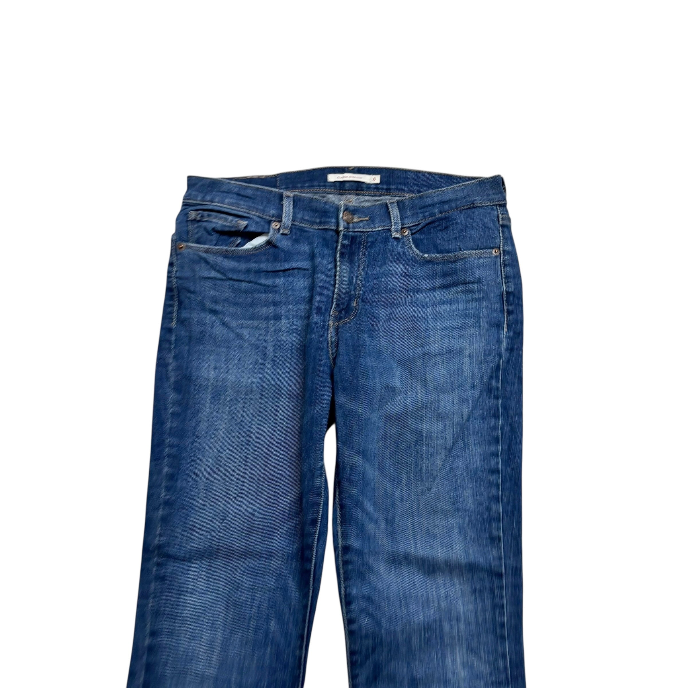 Levis Jeans W30 L30 Womens Classic Straight Fit Dark Blue Stretch Denim (E)