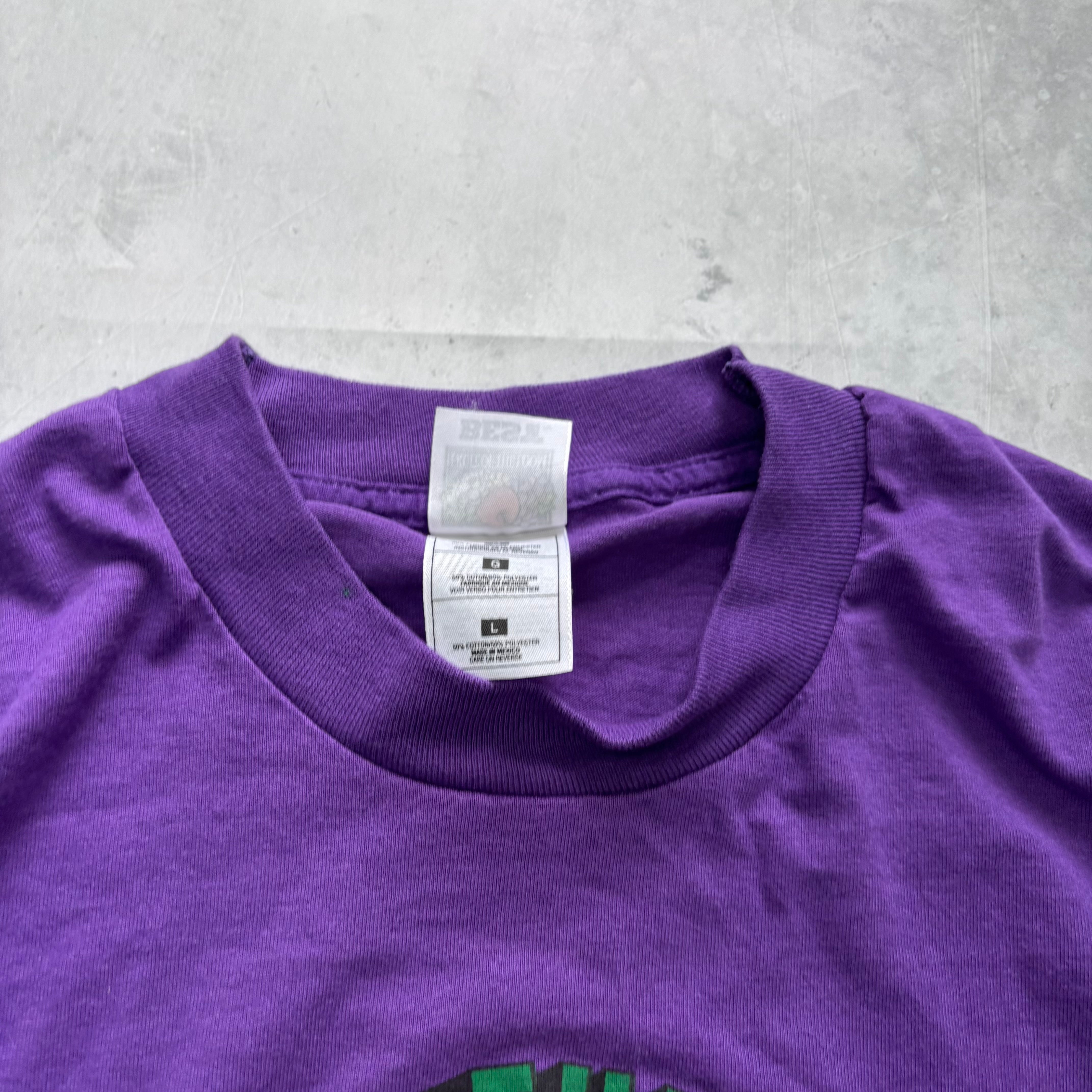 Vintage T Shirt Mens Large Purple Single Stitch Graphic Print 90s USA (E)
