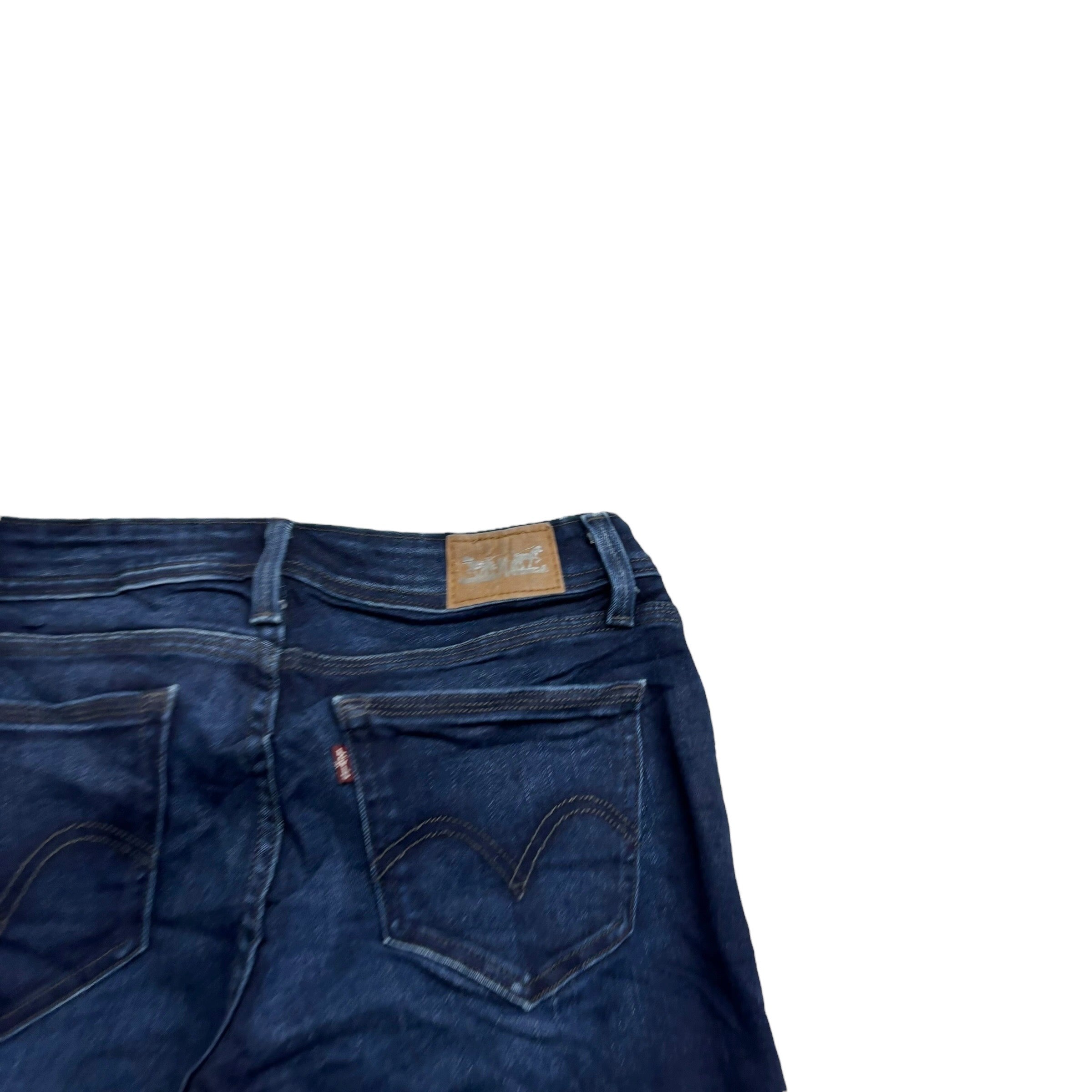 Levis 529 Jeans W28 L30 Womens Curvy Bootcut Dark Blue Stretch Denim (E)