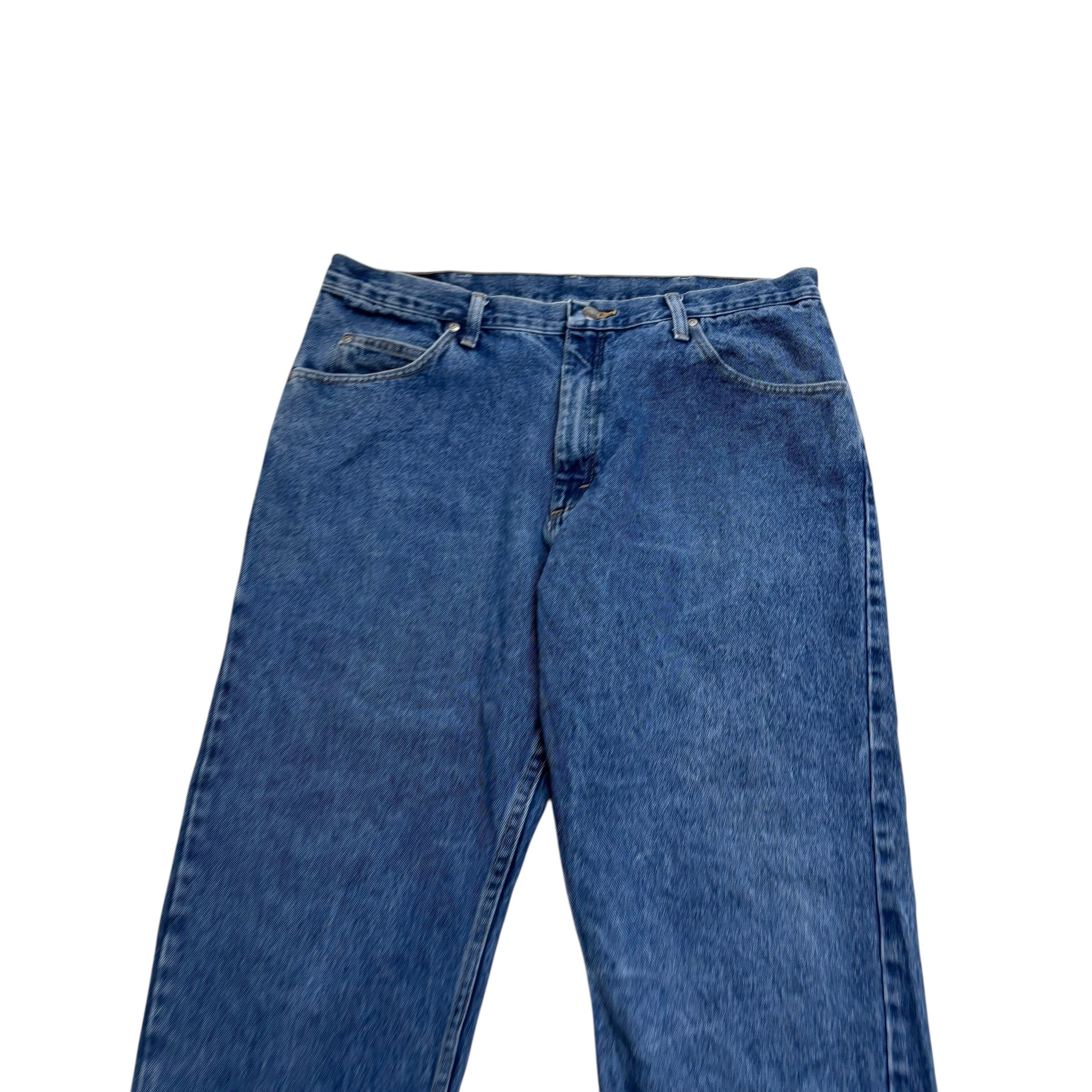 Wrangler Jeans W38 L30 Mens Mid Blue Relaxed Straight Fit Denim (E)