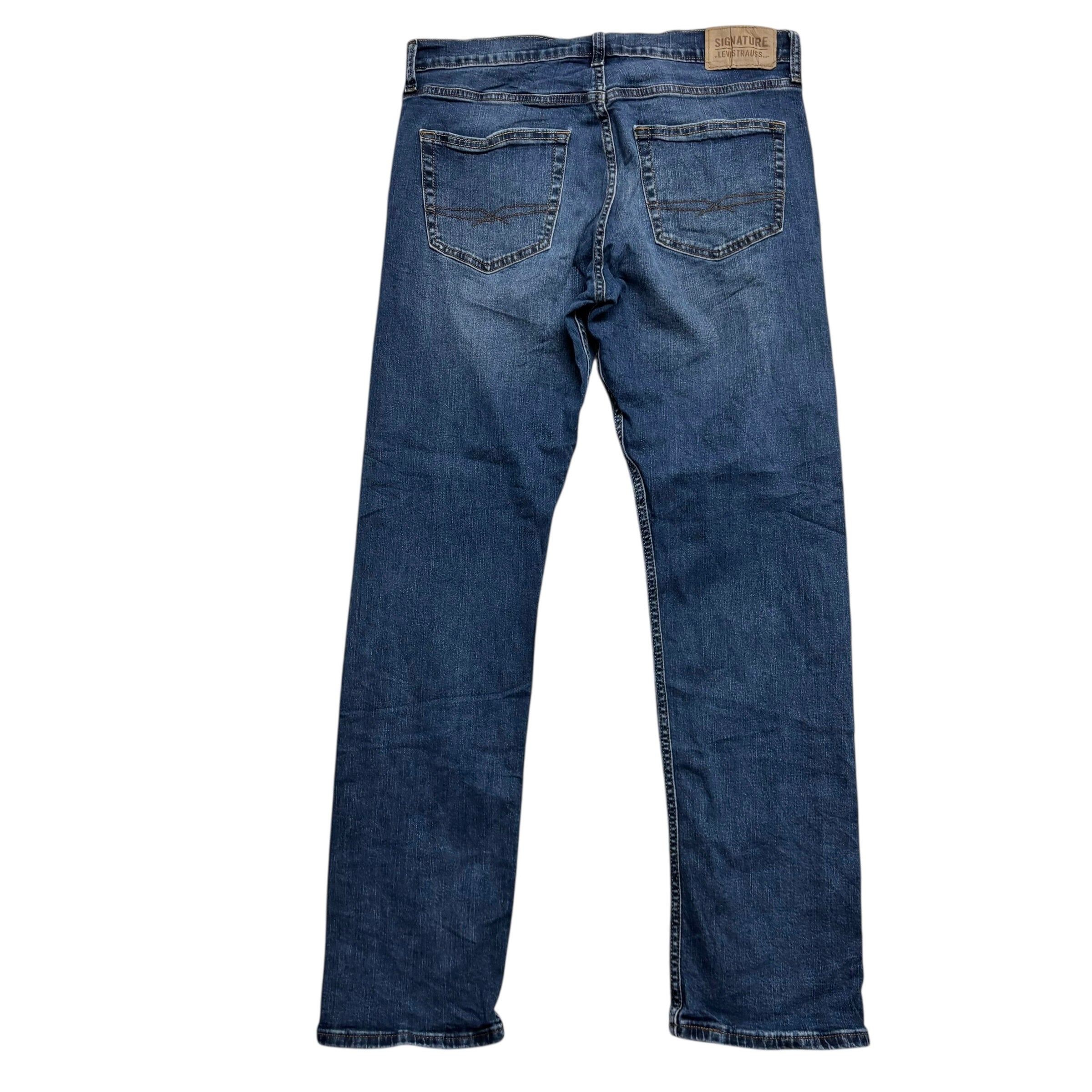 Levis Signature Jeans W32 L32 Mens Mid Blue Slim Straight Fit Stretch Denim (E)