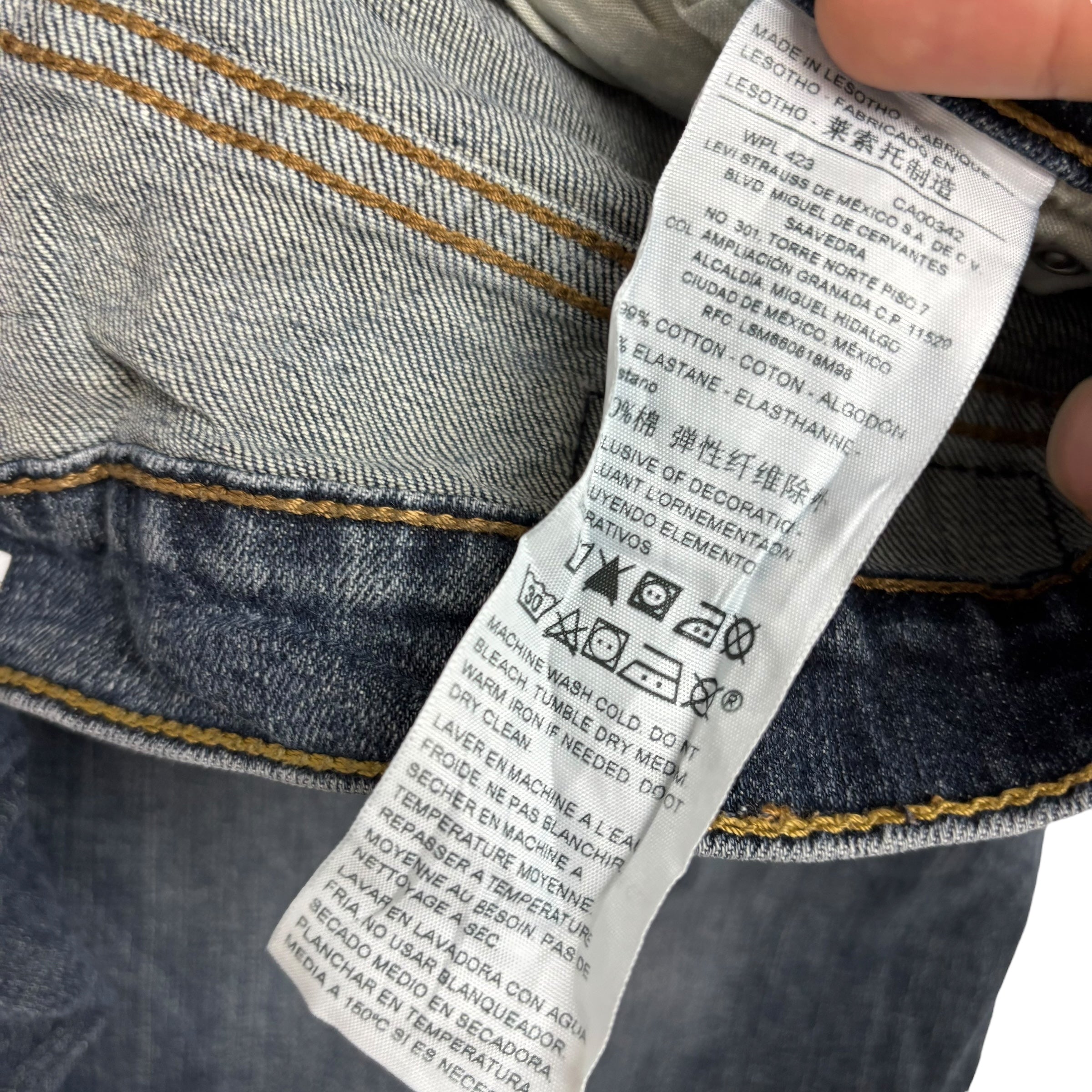 Levis Denizen Jeans W33 L32 Mens Mid Blue Regular Straight Fit Stretch Denim (E)