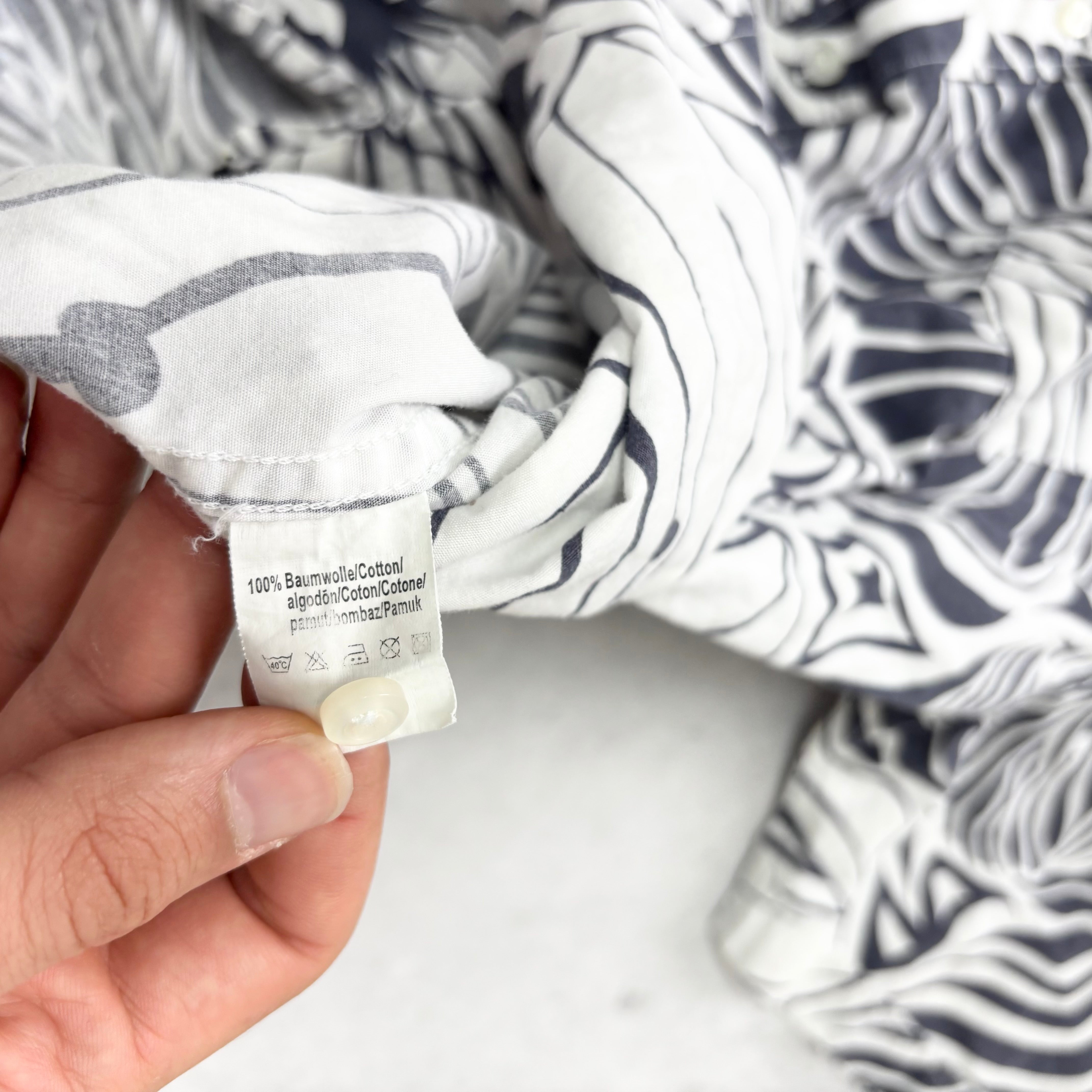 Hawaiian Shirt Mens Medium White Blue Floral Aloha Short Sleeve Cotton (E)