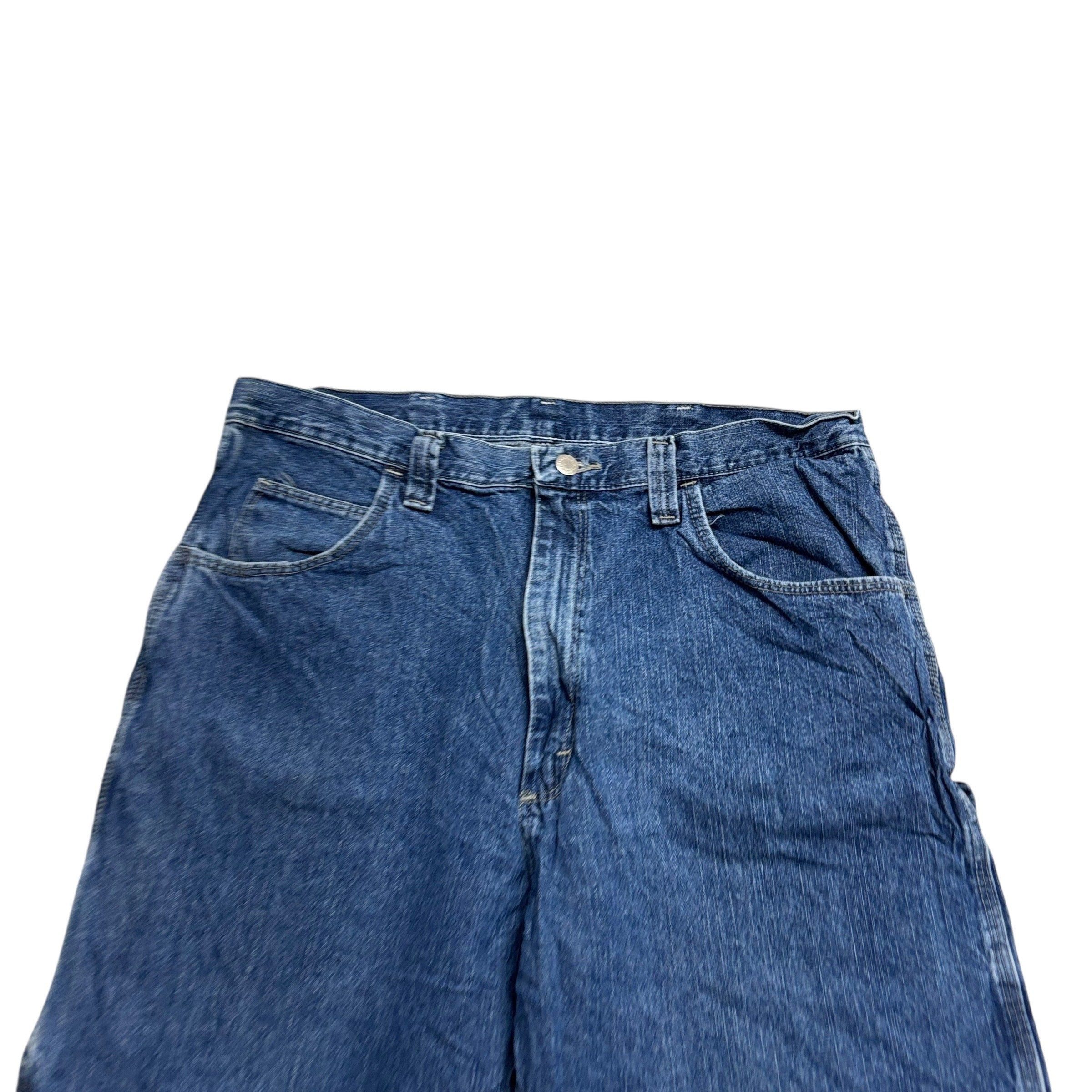 Wrangler Baggy Jorts W36 Mens Mid Blue Carpenter Denim Shorts Relaxed Fit (E)