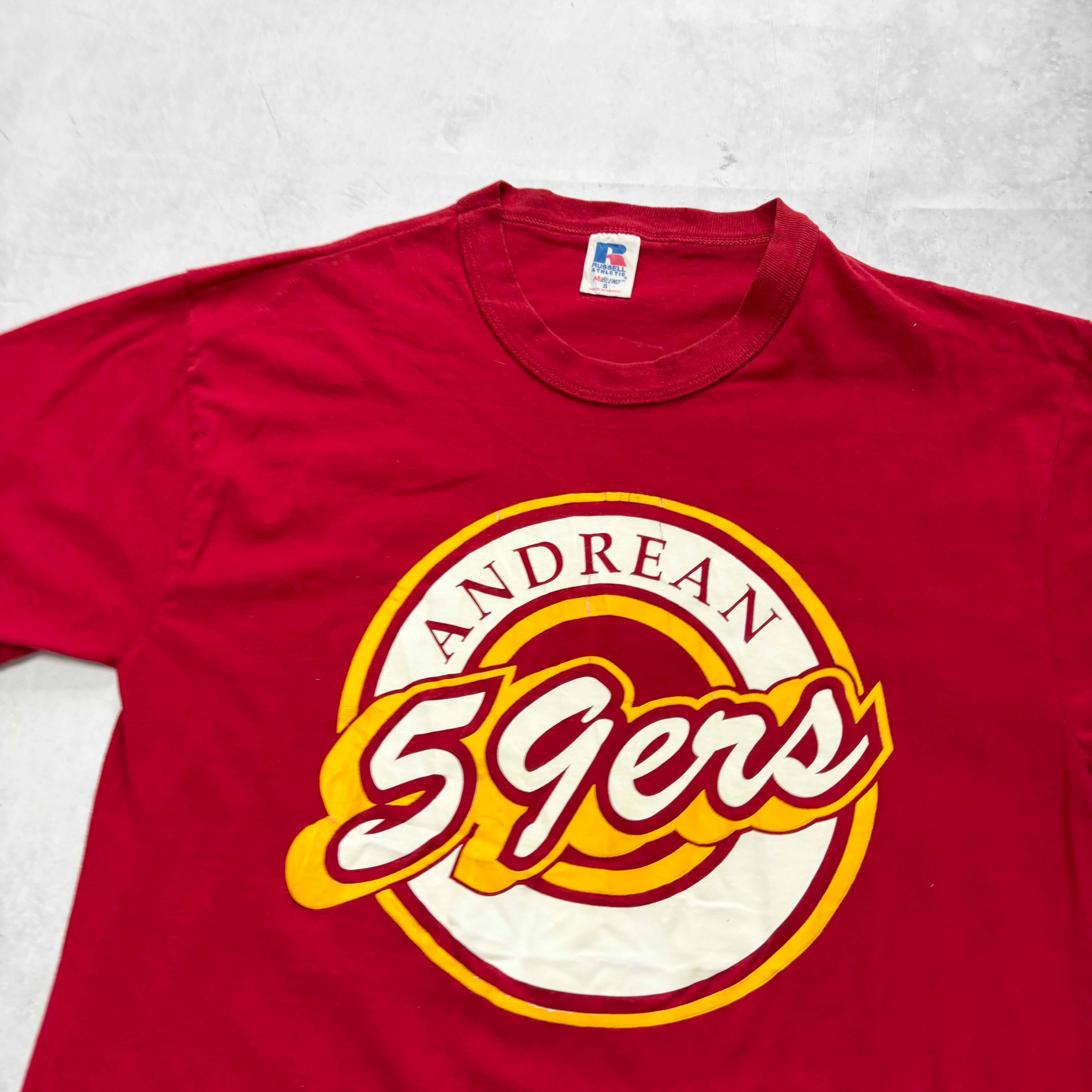 Vintage T Shirt Mens Small Red Graphic Print 90s College (E)