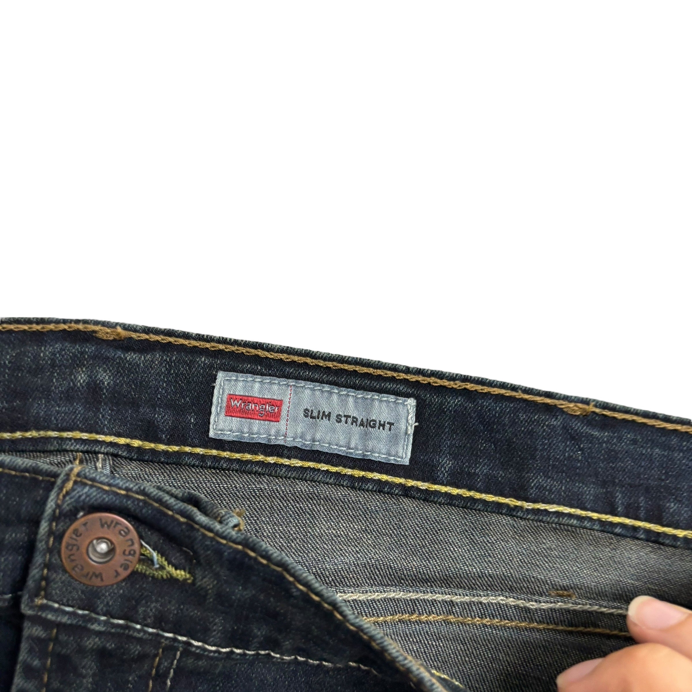 Wrangler Jeans W42 L31 Mens Dark Blue Slim Straight Fit Stretch Denim