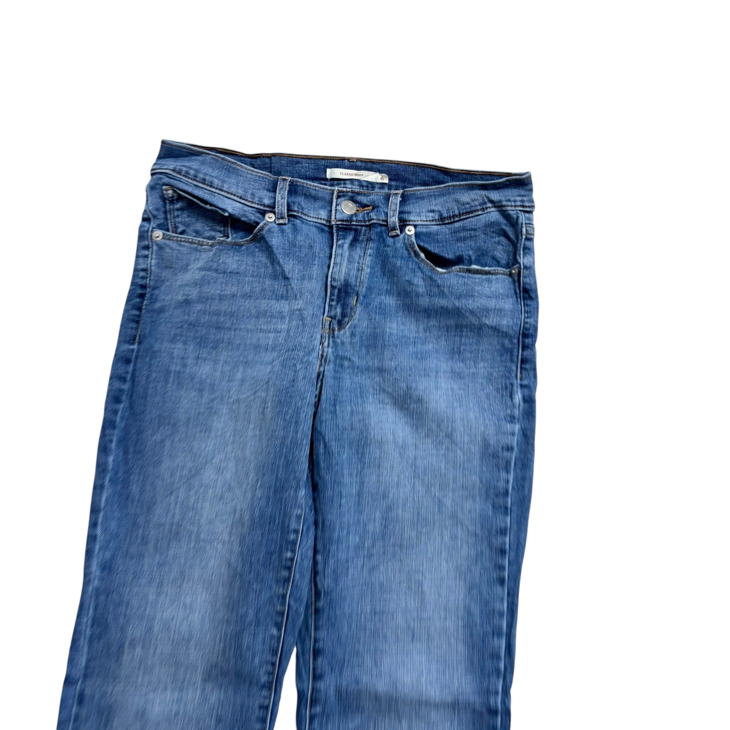 Levis Jeans W28 L30 Womens Classic Bootcut Mid Blue Stretch Denim (E)