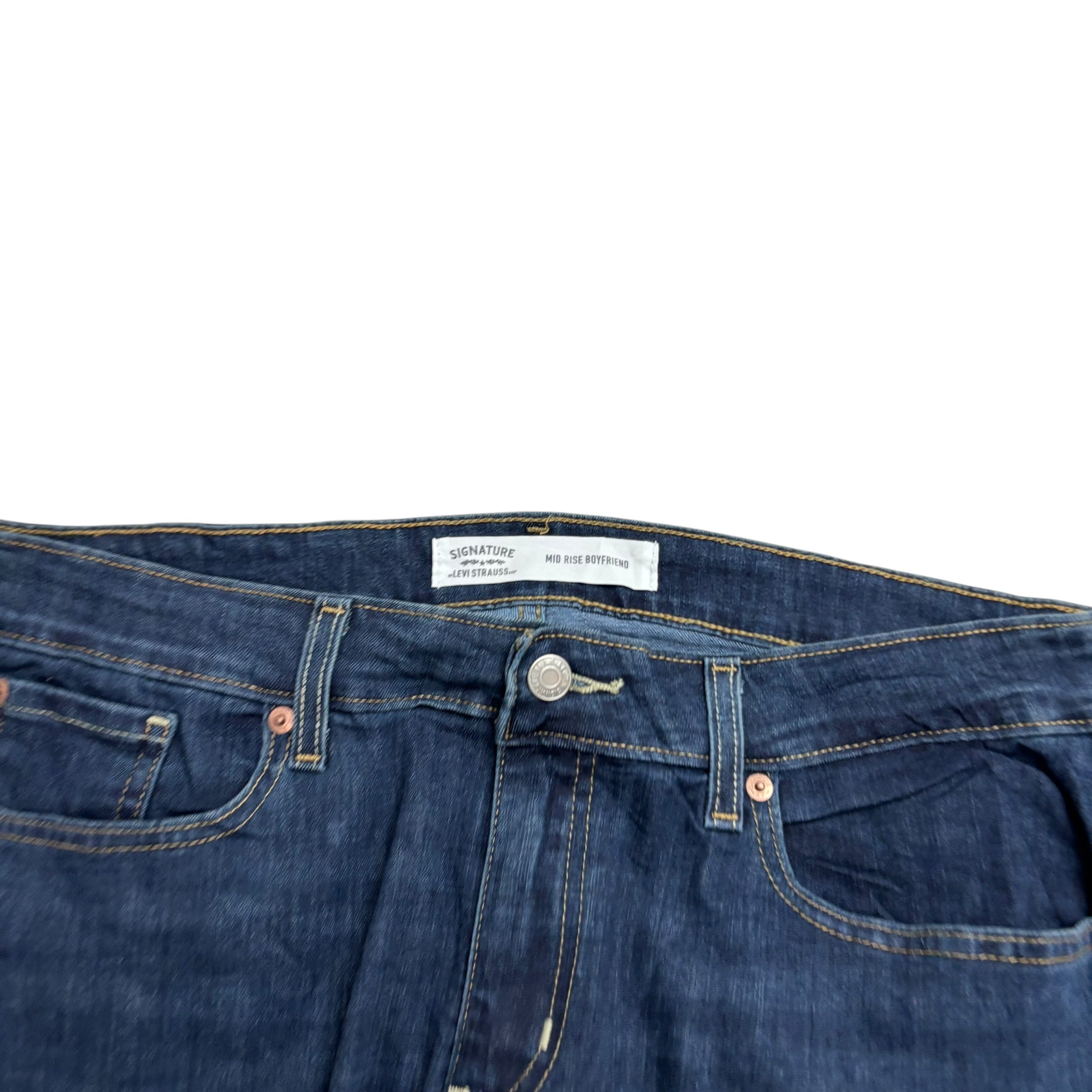Levis Signature Jeans W34 L30 Womens Boyfriend Fit Dark Blue Stretch Denim (E)